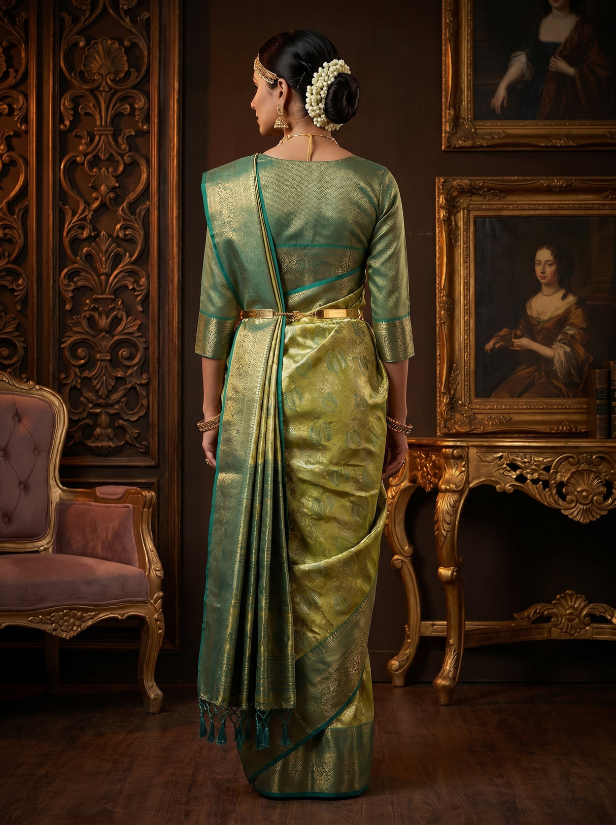 MIMOSA Rama Art Silk Blouse Fabric with Zari Work