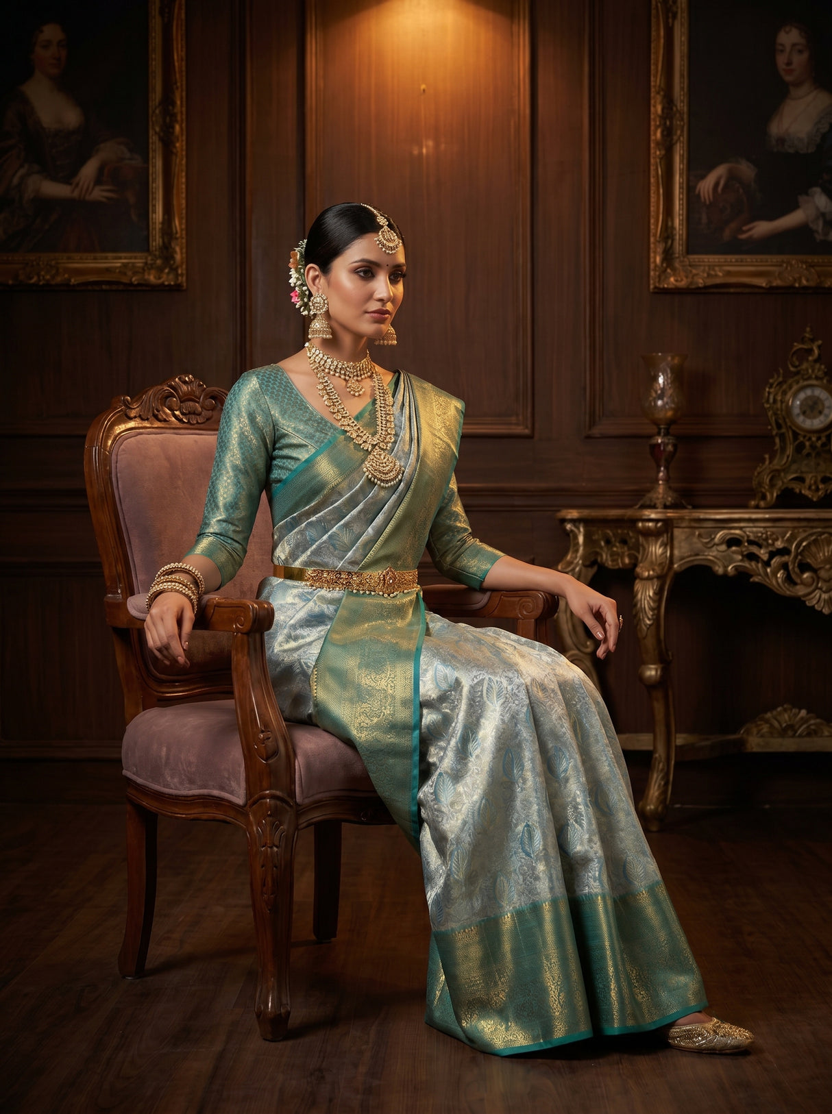 MIMOSA Saffire Kanjivaram Art Silk Saree — pose 8 styling detail