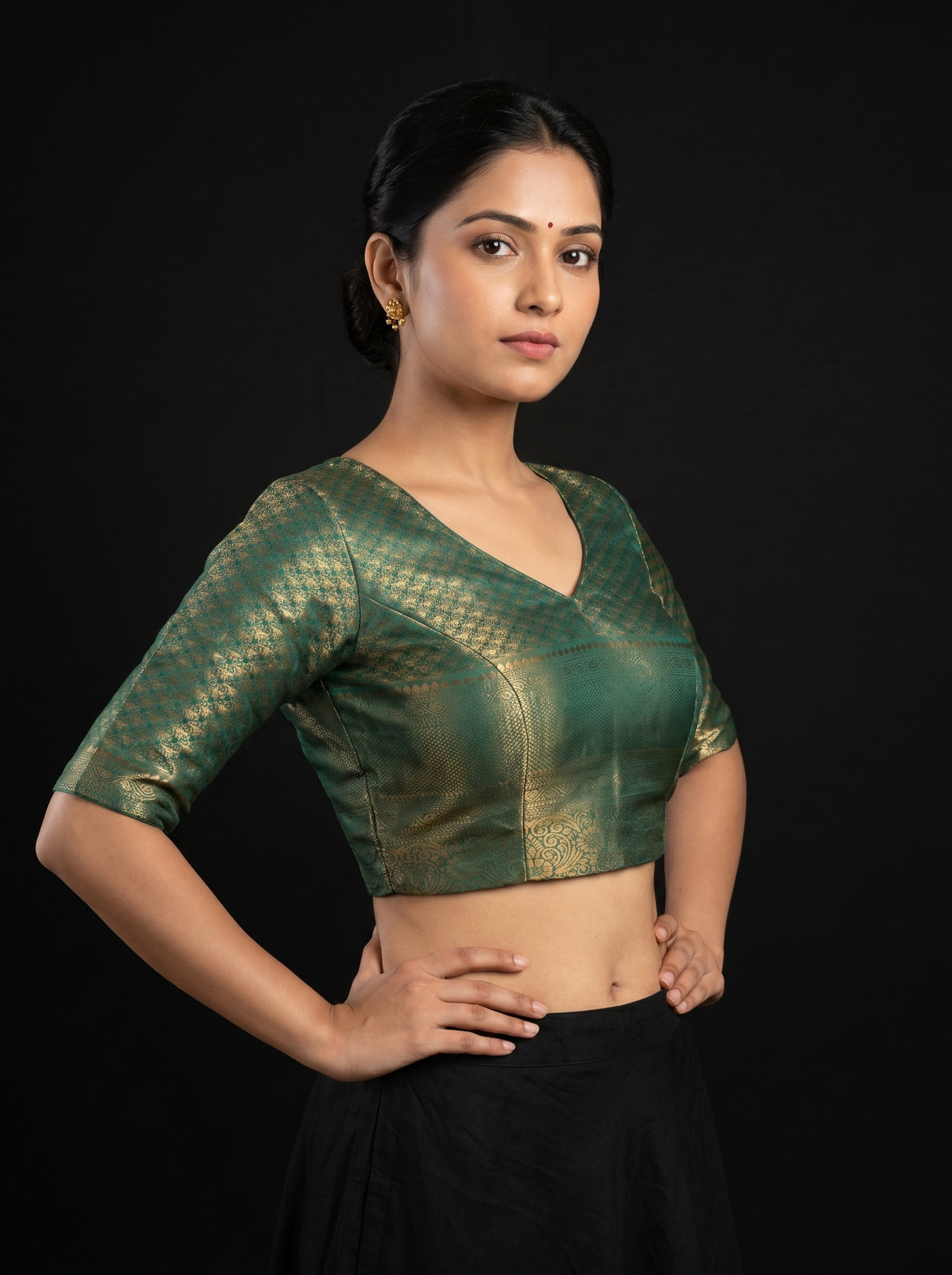 MIMOSA Saffire Kanjivaram Art Silk Saree — blouse close-up