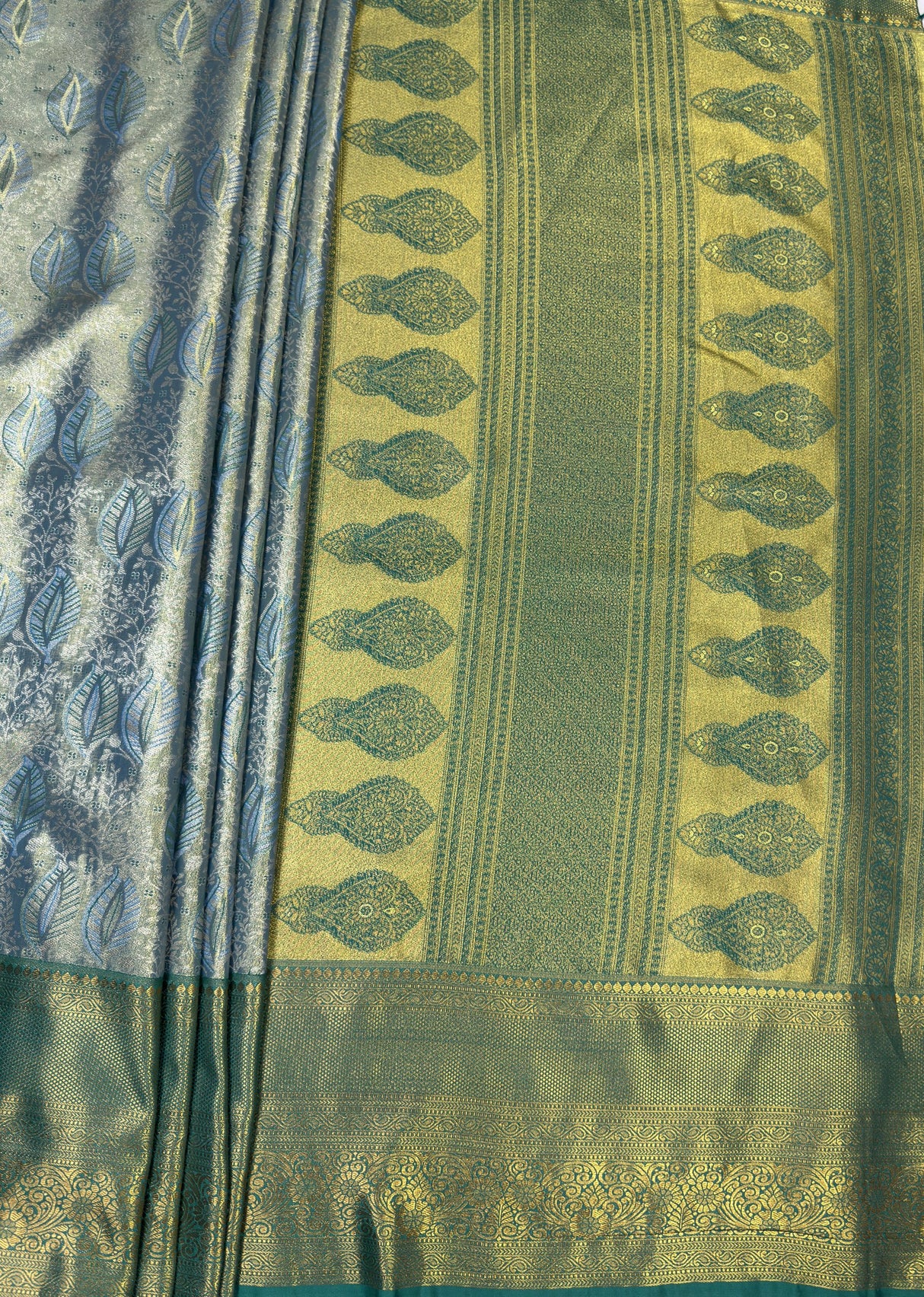 MIMOSA Saffire Kanjivaram Art Silk Saree — pallu and zari work detail