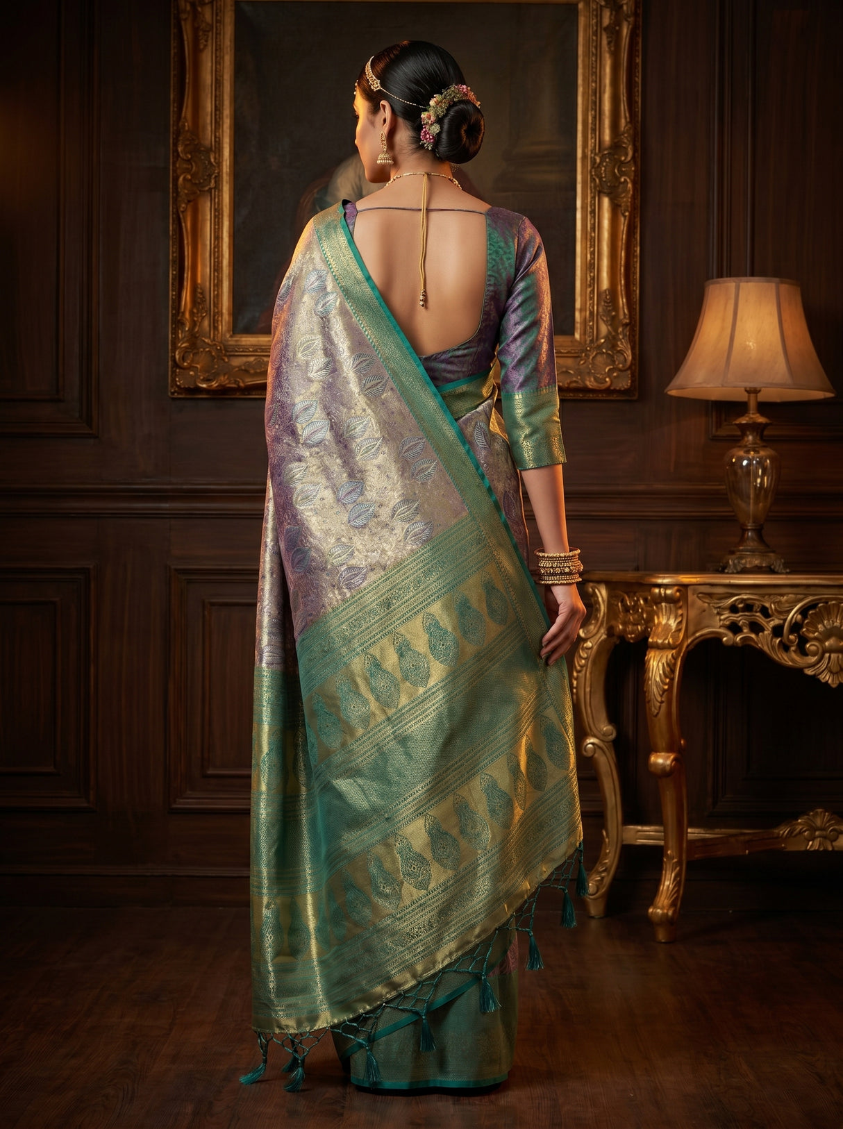 MIMOSA Rama Art Silk Blouse Fabric with Zari Work