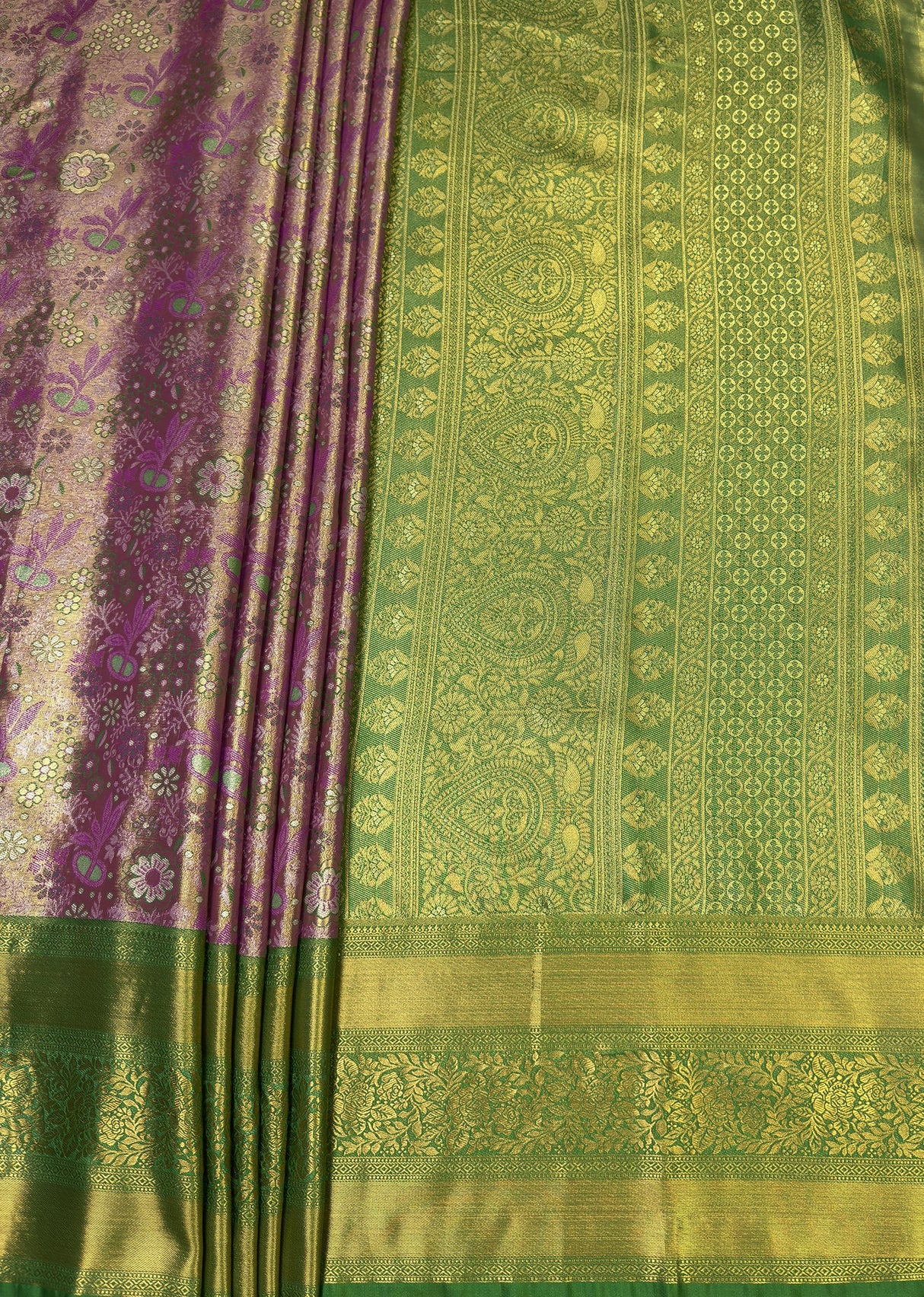 MIMOSA Magenta Kanjivaram Art Silk Saree β pallu and zari work detail