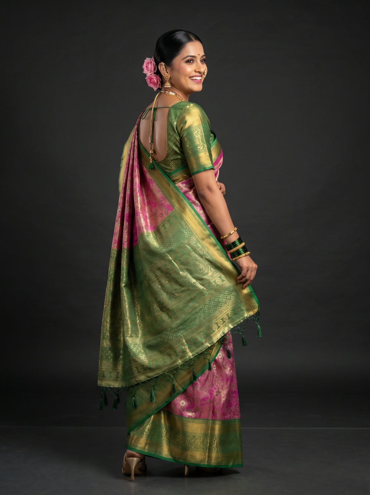 MIMOSA Rani Kanjivaram Art Silk Saree β pose 9 styling detail