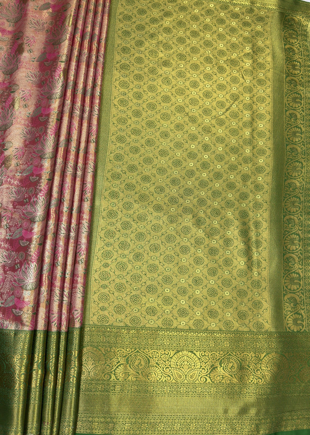 MIMOSA Gajari Kanjivaram Art Silk Saree β pallu and zari work detail