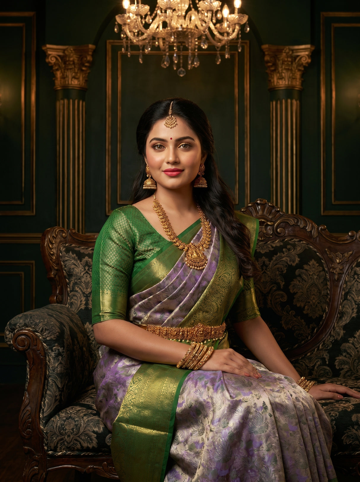 MIMOSA Lavender Kanjivaram Art Silk Saree β pose 8 styling detail
