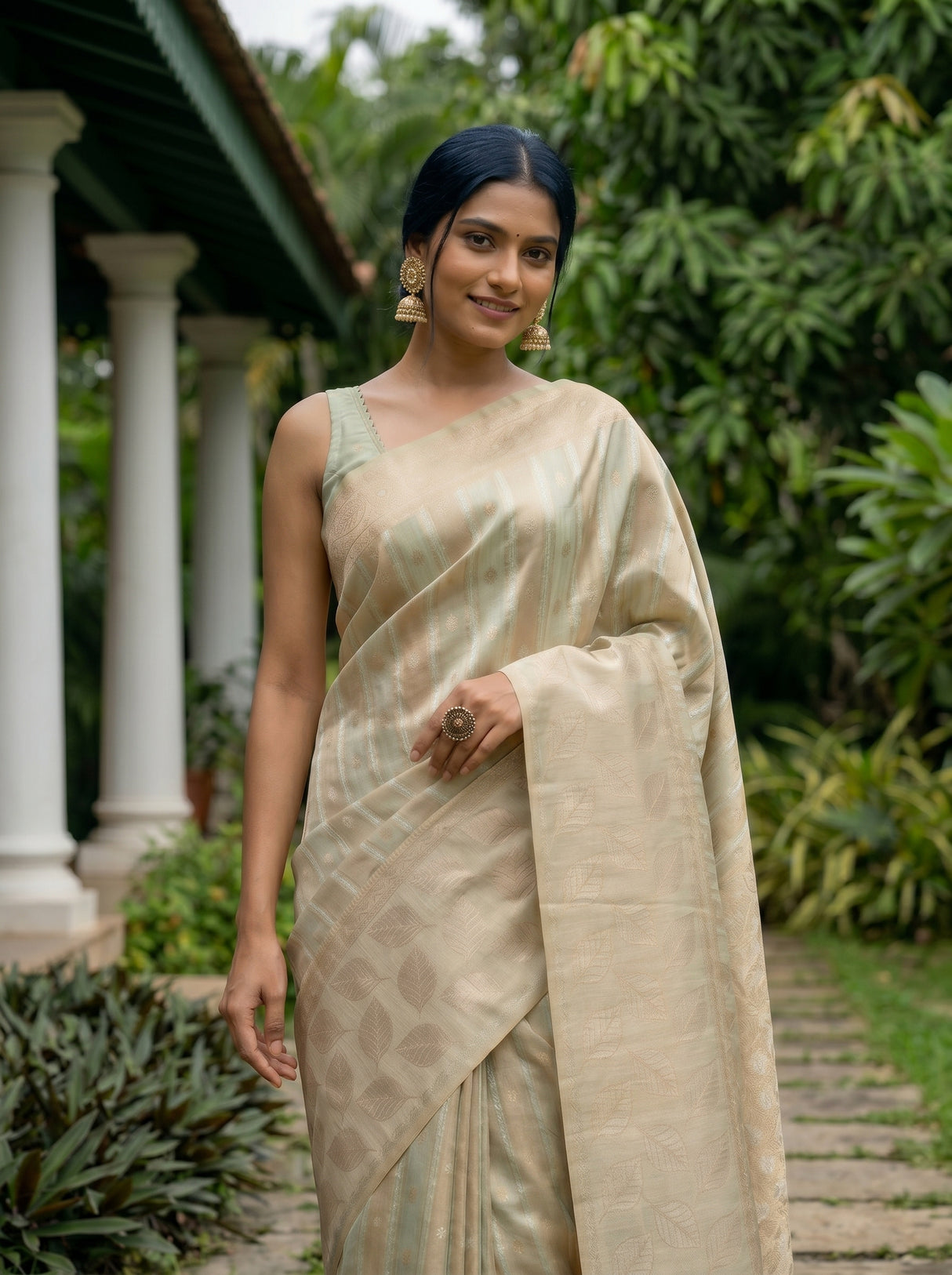 MIMOSA Rama Banarasi Saree — pose 10 styling detail