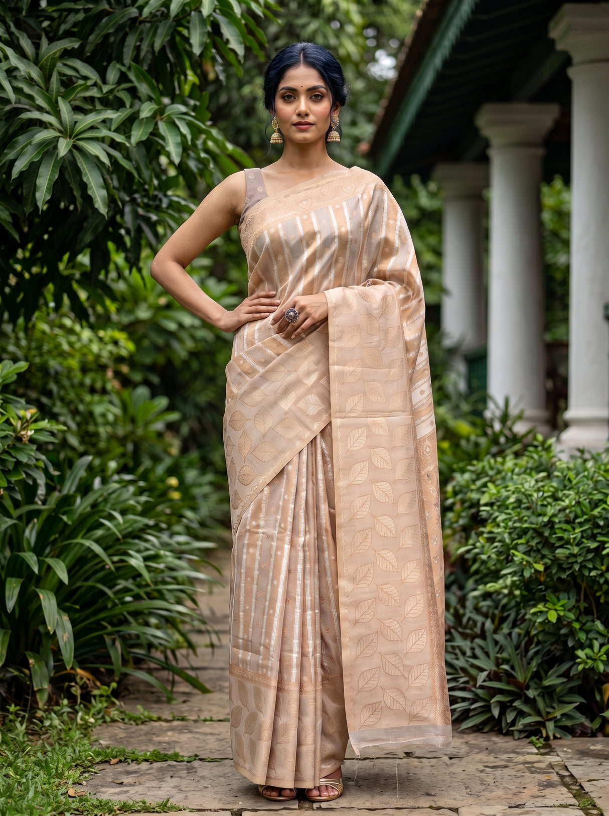 MIMOSA Violet Banarasi Art Silk Saree — Close-up of saree pallu and border