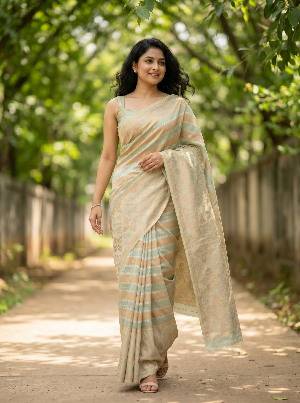 MIMOSA Rama Banarasi Art Silk Saree — pose 6 styling detail