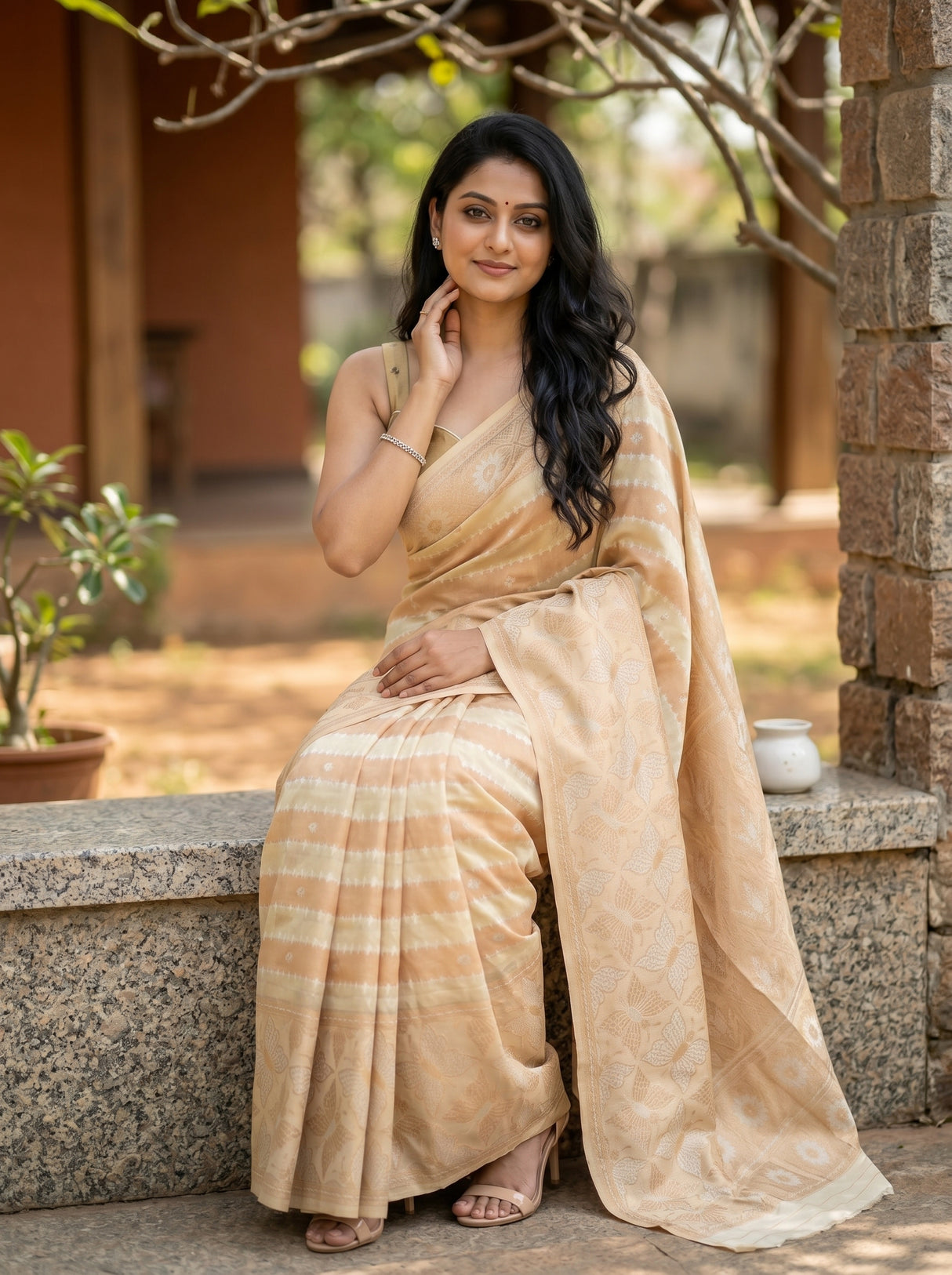 MIMOSA Tussar Banarasi Art Silk Saree — pose 8 styling detail