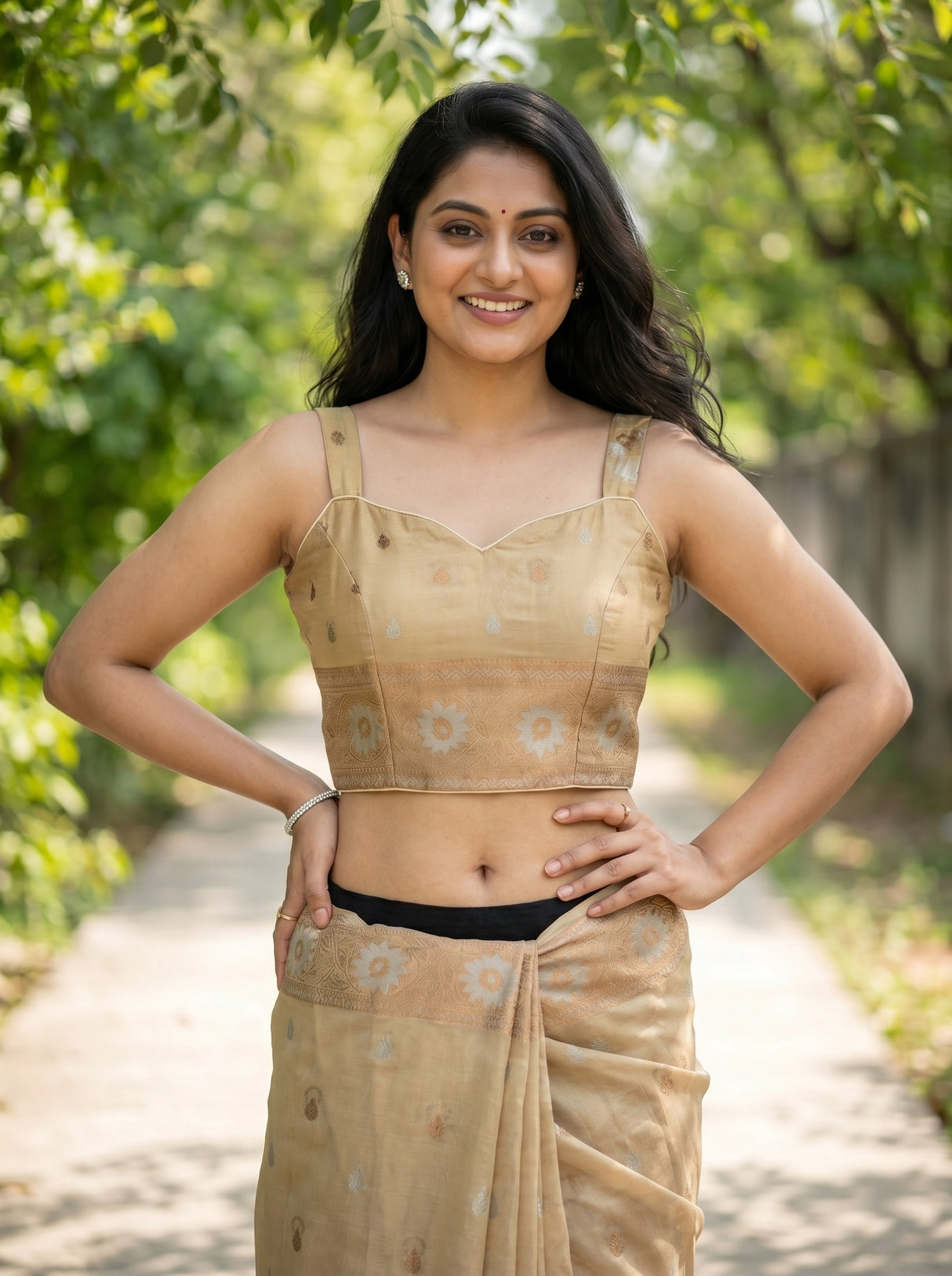 MIMOSA Tussar Banarasi Art Silk Saree — blouse close-up