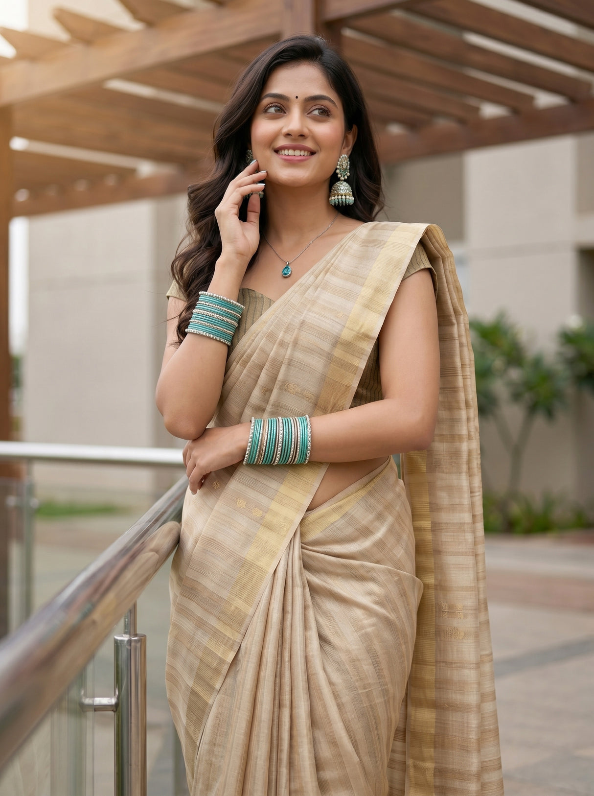 MIMOSA Chiku Saree Saree — pose 10 styling detail