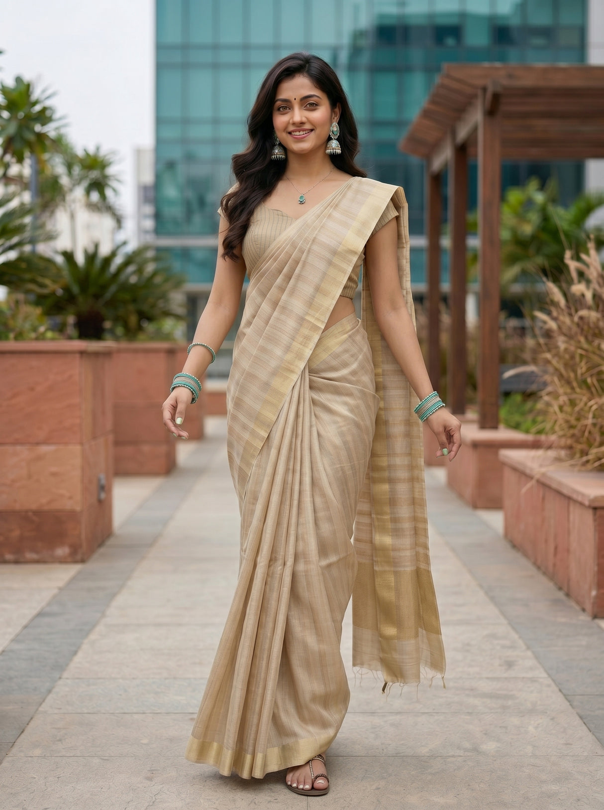 MIMOSA Chiku Saree Saree — pose 6 styling detail