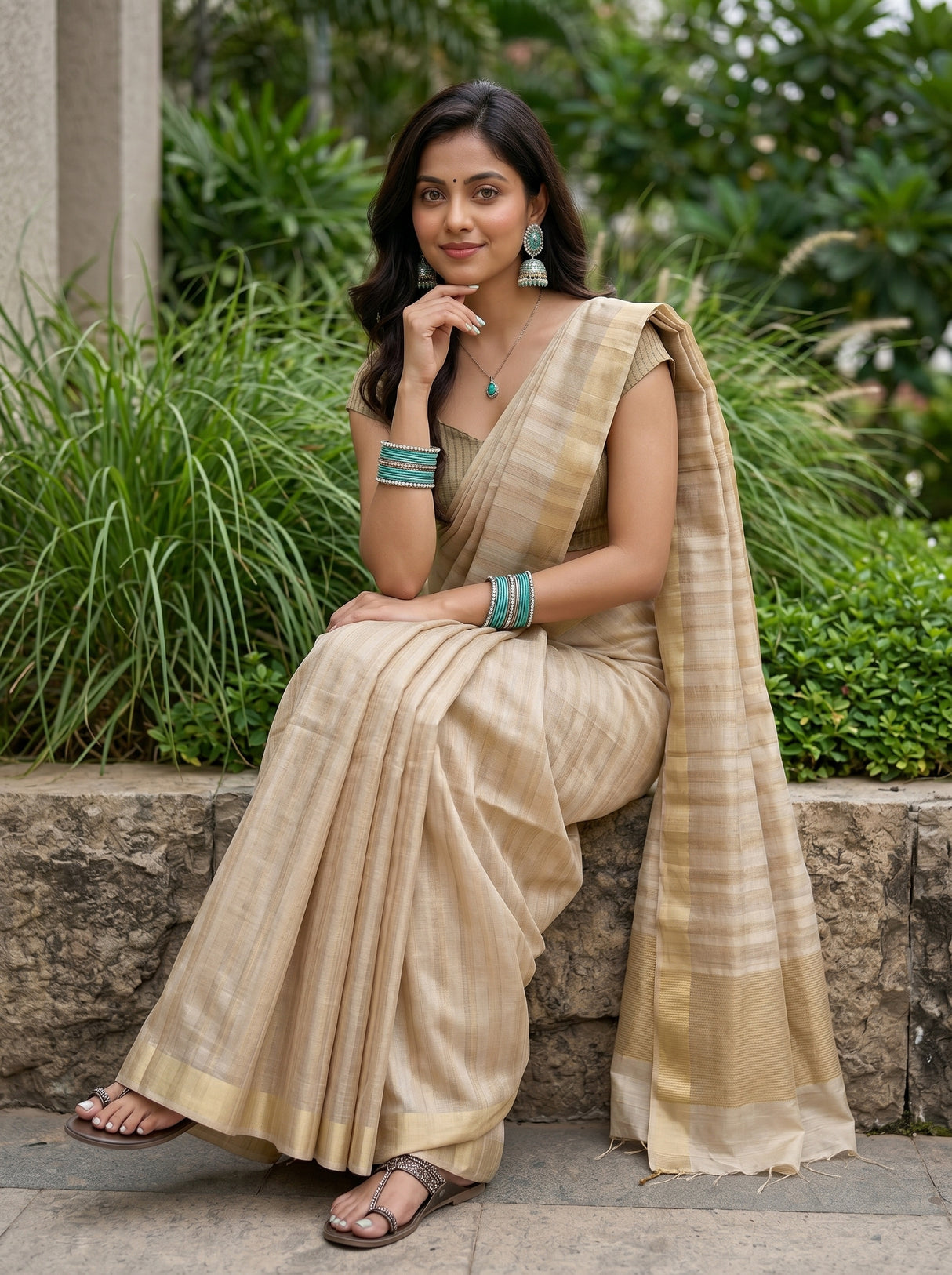 MIMOSA Chiku Saree Saree — pose 8 styling detail