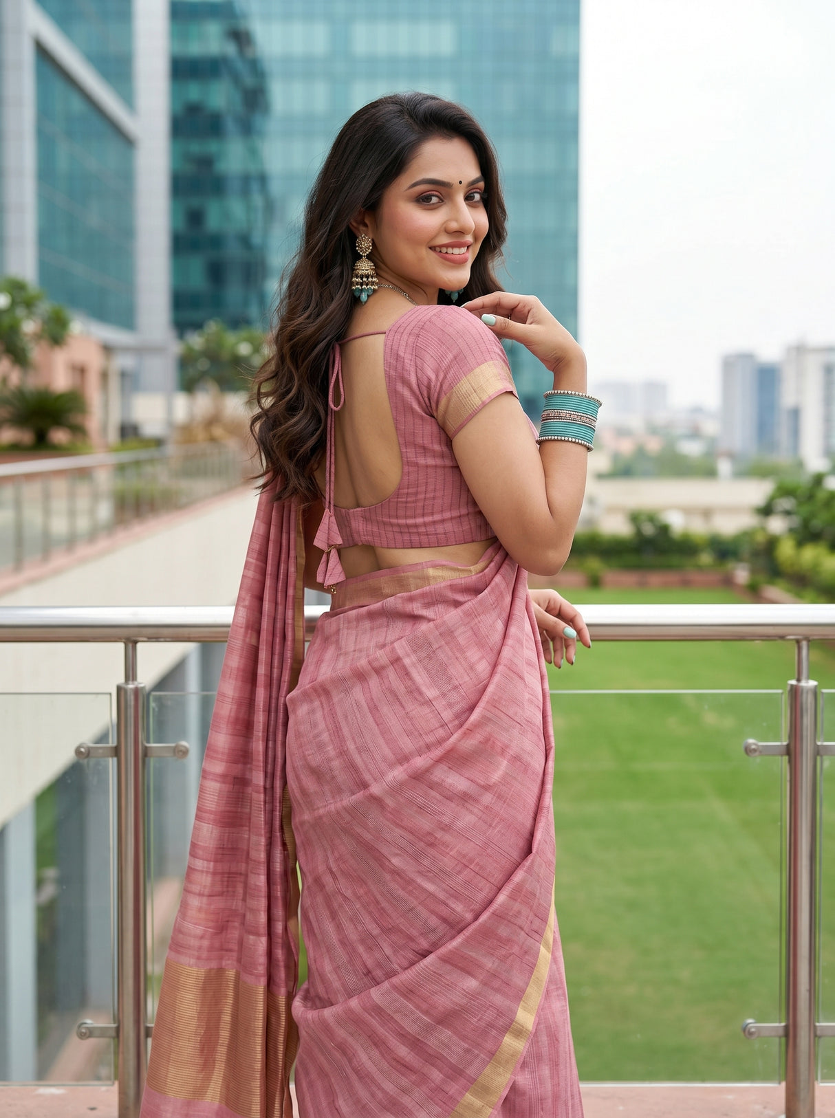 MIMOSA Pink Saree Saree — pose 7 styling detail