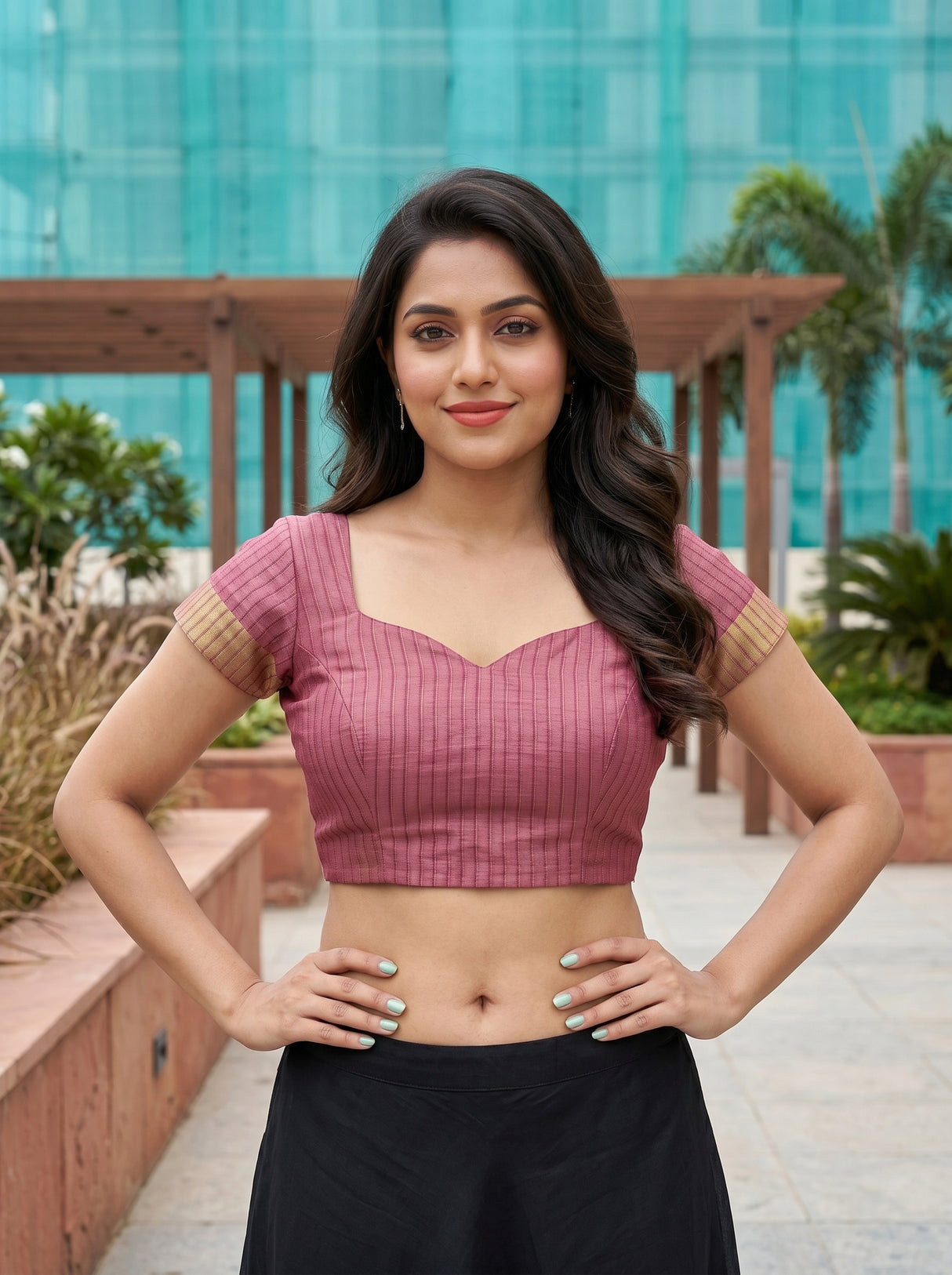 MIMOSA Pink Saree Saree — blouse close-up