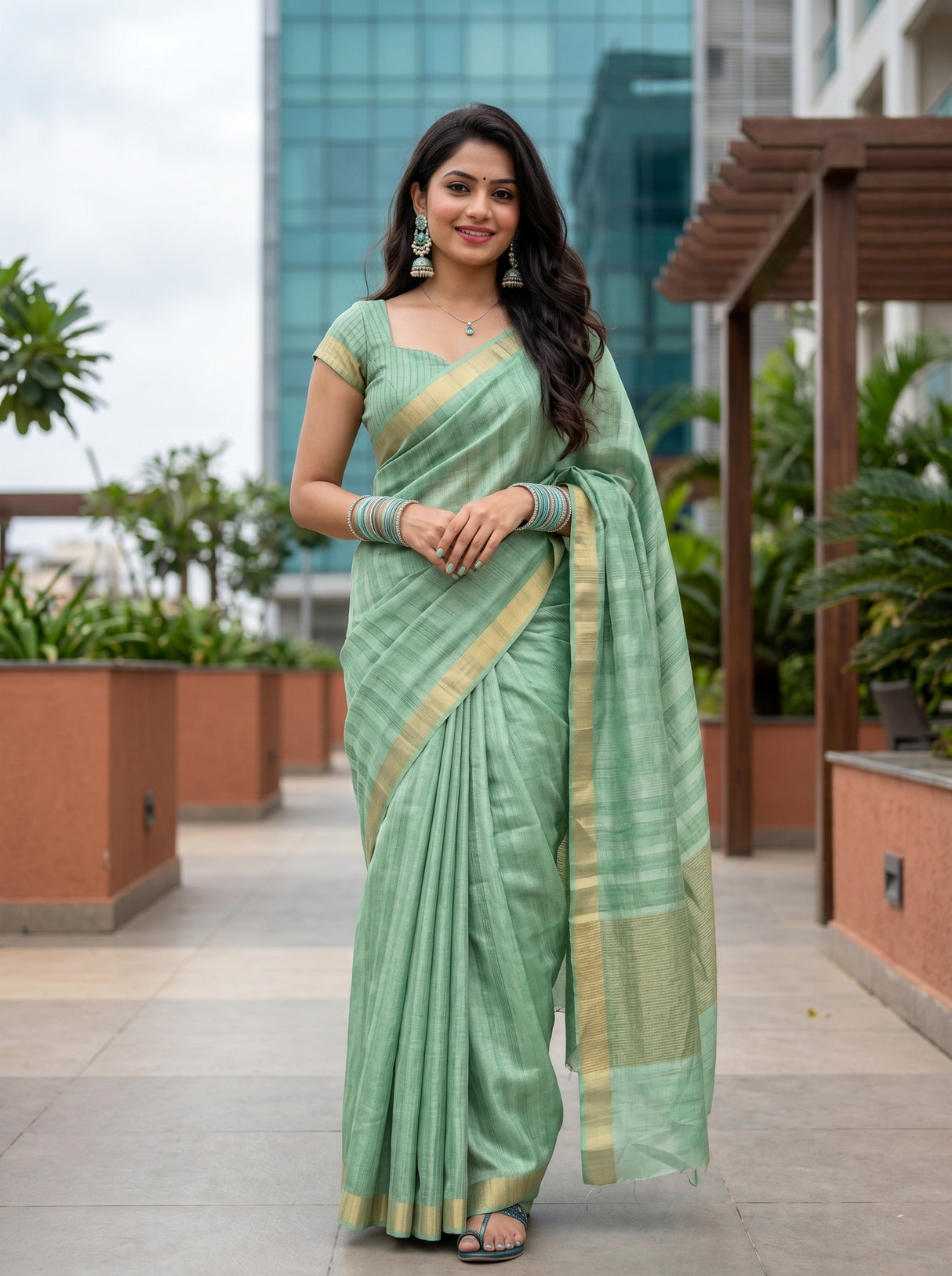 Pista Saree