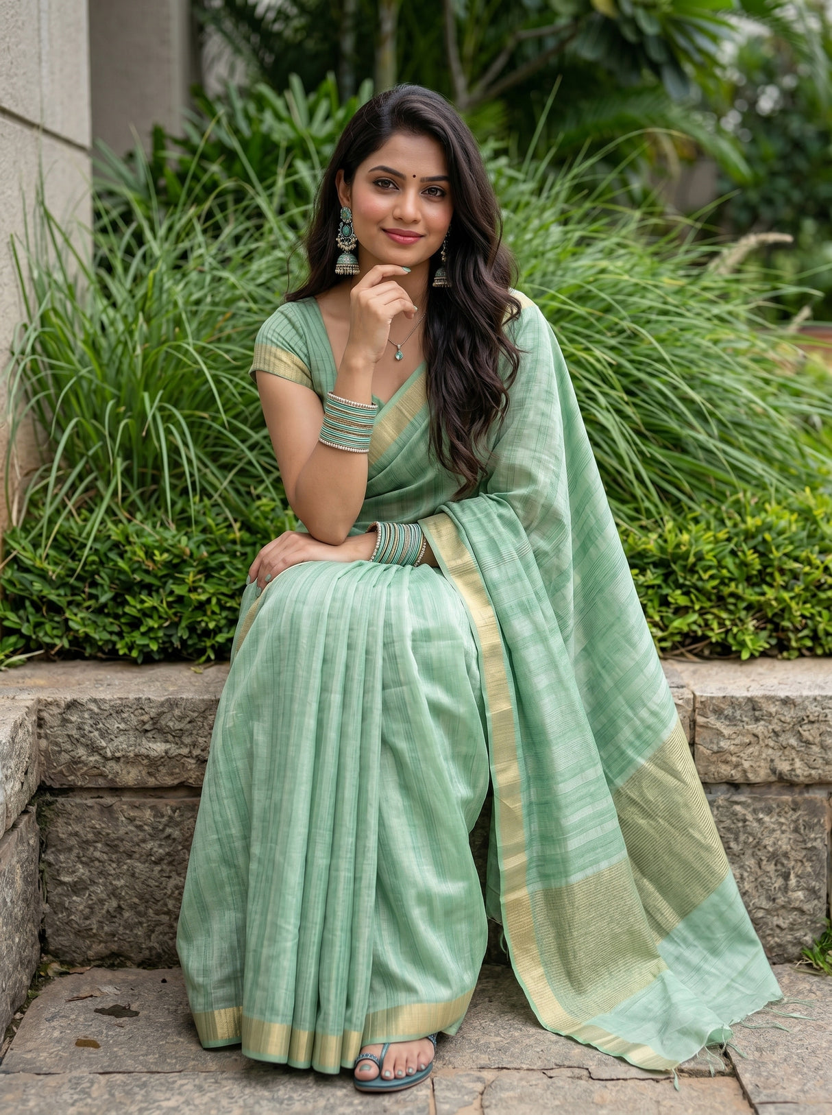MIMOSA Pista Saree Saree — pose 8 styling detail