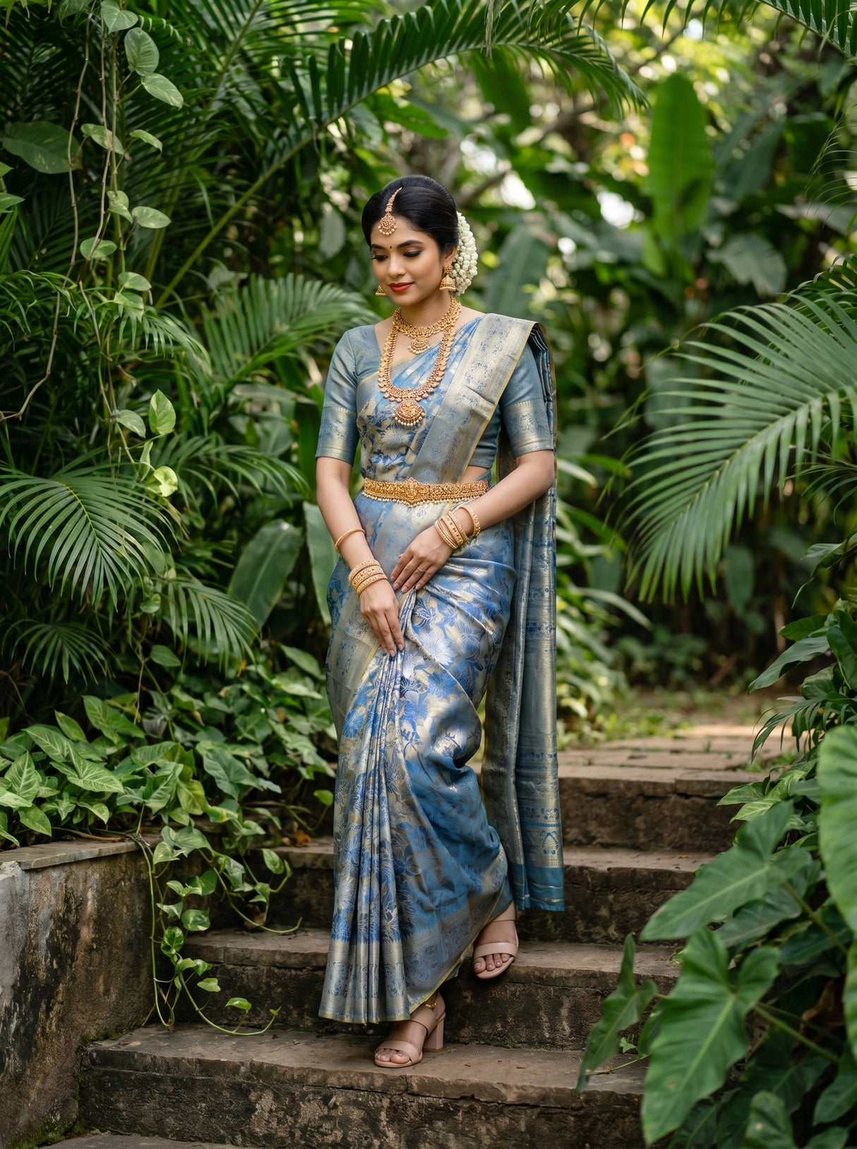 MIMOSA Ananda Kanjivaram Art Silk Saree β Styled on AI Model