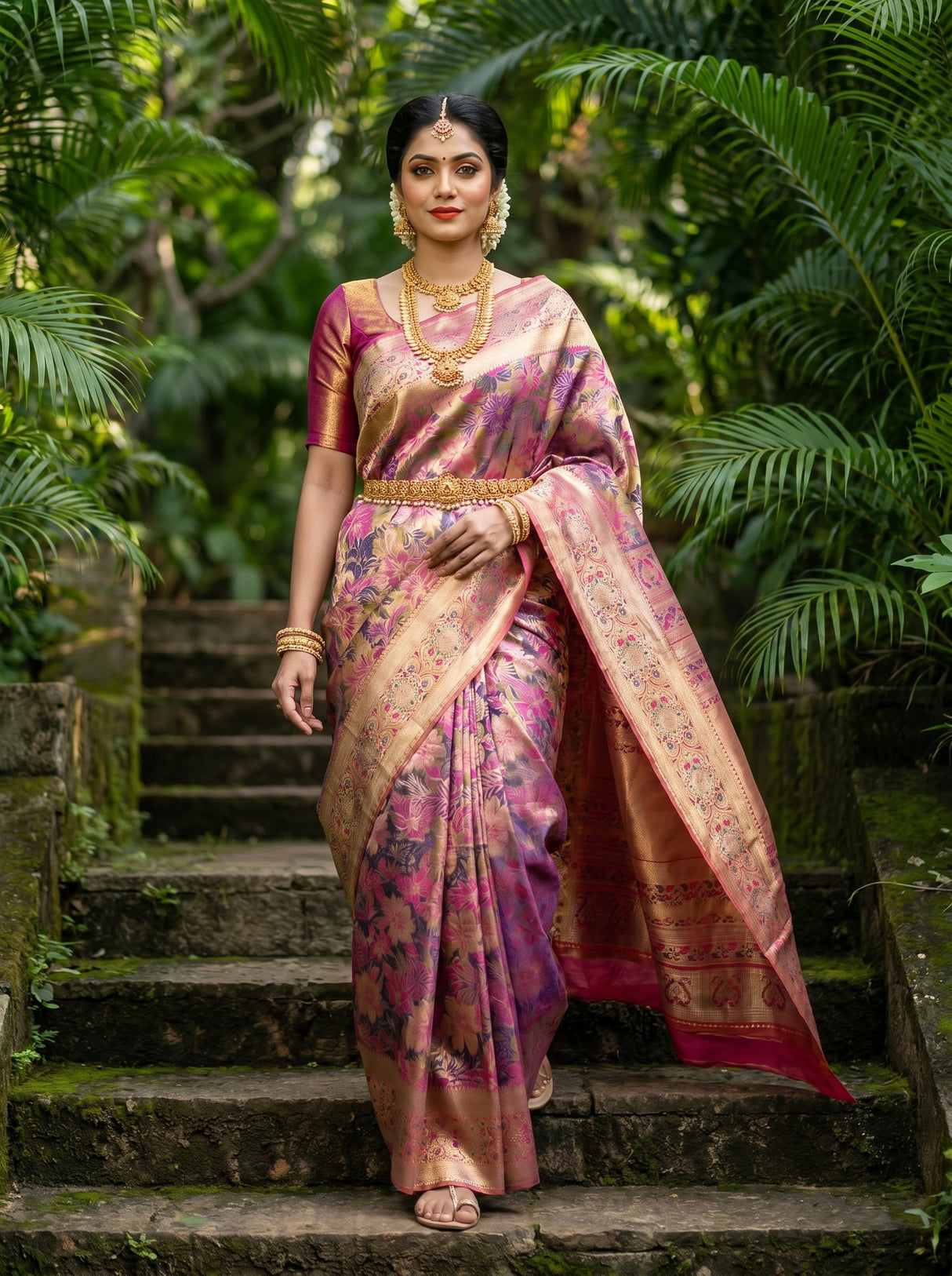 MIMOSA Magenta Kanjivaram Art Silk Saree β Draped on Mannequin