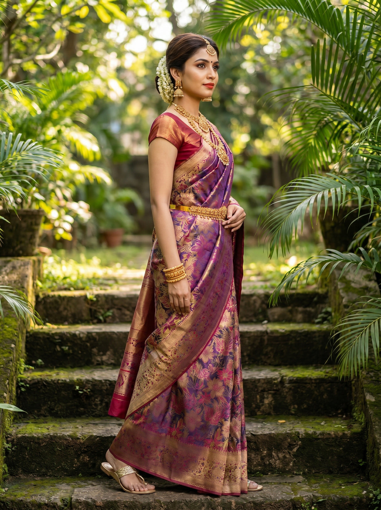 MIMOSA Magenta Kanjivaram Art Silk Saree β pose 7 styling detail