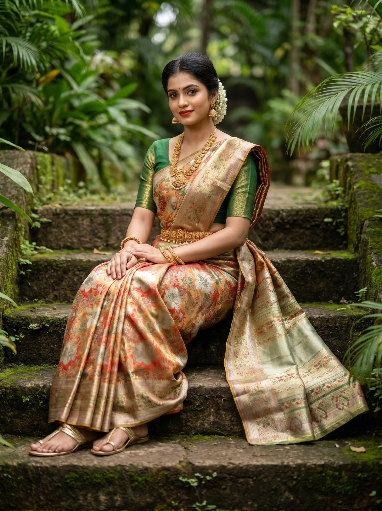 MIMOSA Maroon Kanjivaram Art Silk Saree β Styled on AI Model