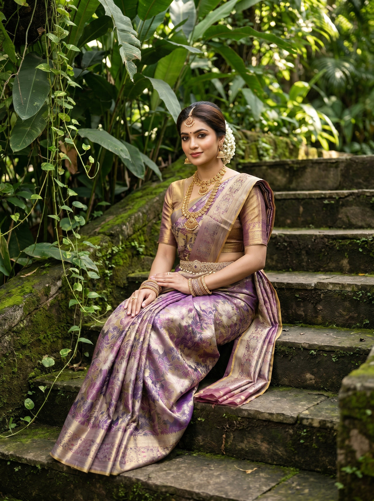 MIMOSA Navy Kanjivaram Art Silk Saree β Pallu and Body Weave