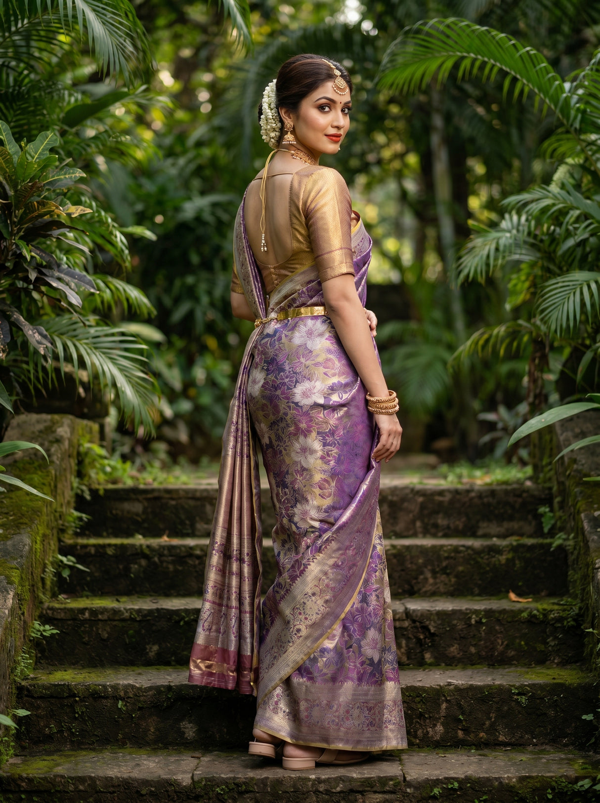 MIMOSA Navy Kanjivaram Art Silk Saree β pose 9 styling detail