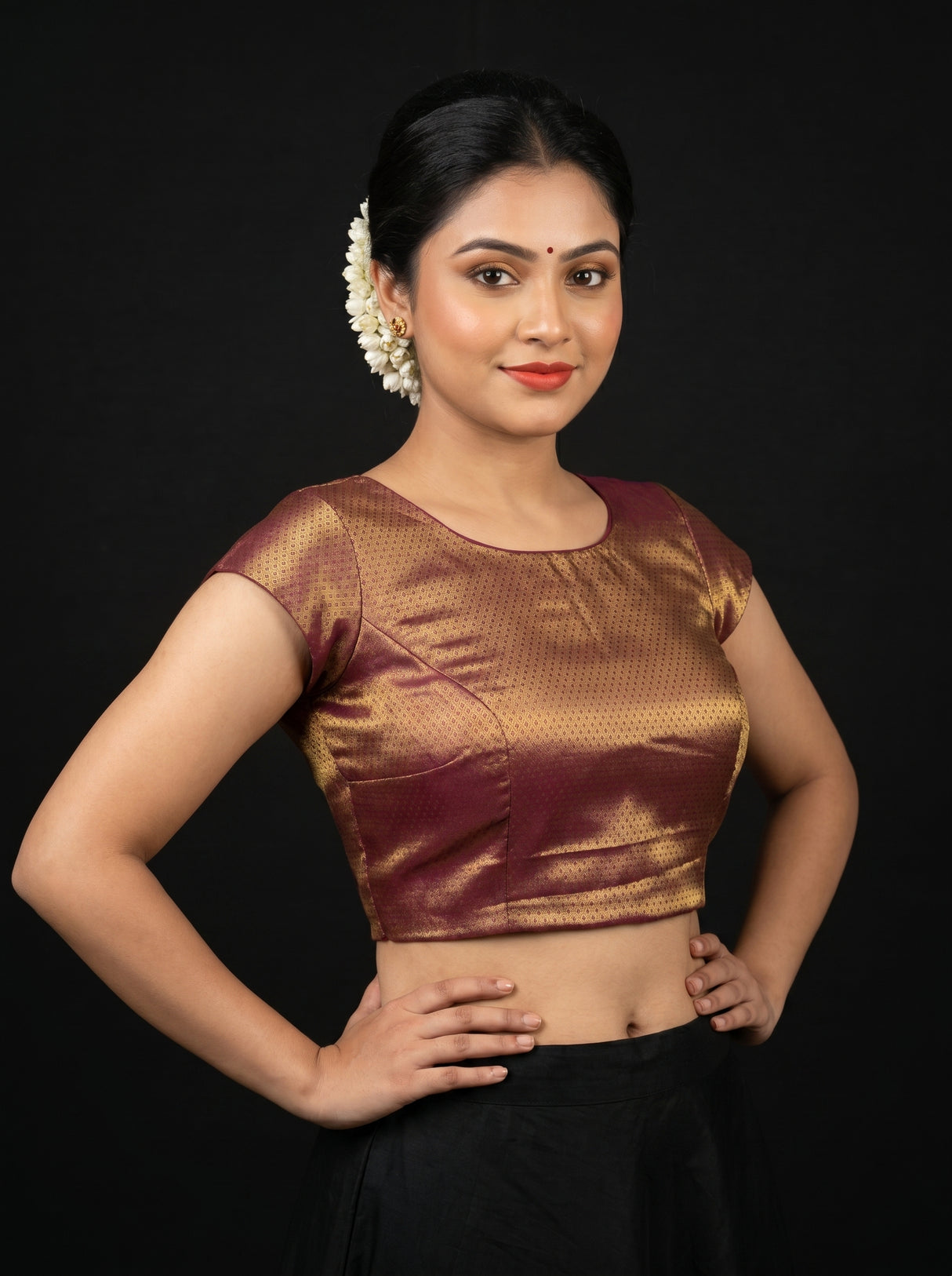 MIMOSA Navy Kanjivaram Art Silk Saree β blouse close-up