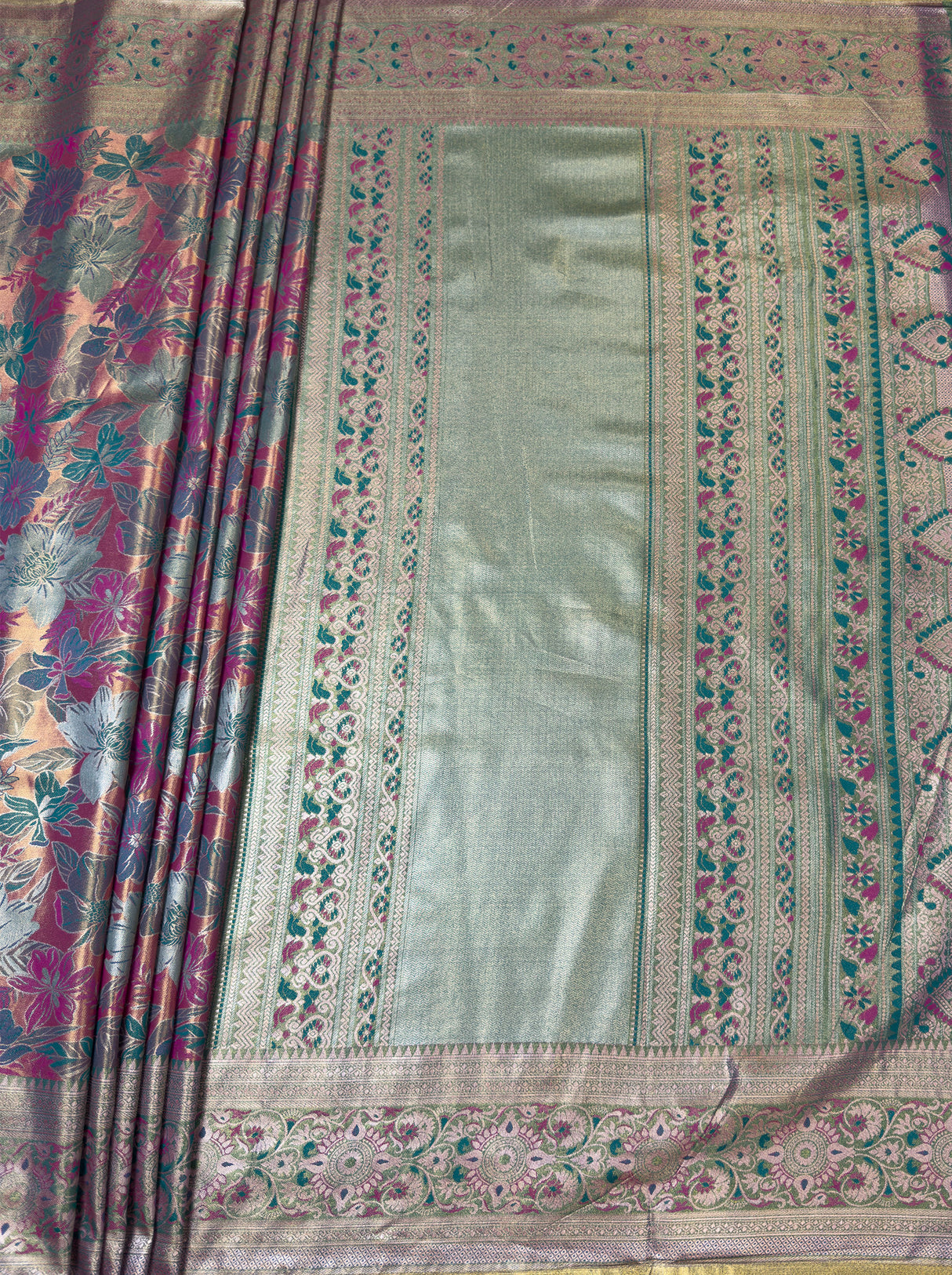 MIMOSA Rama Kanjivaram Art Silk Saree β pallu and zari work detail