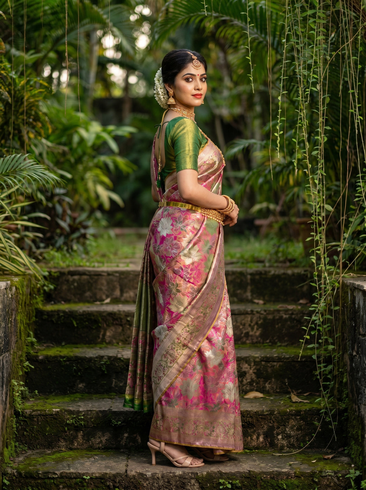MIMOSA Rani Kanjivaram Art Silk Saree β pose 9 styling detail