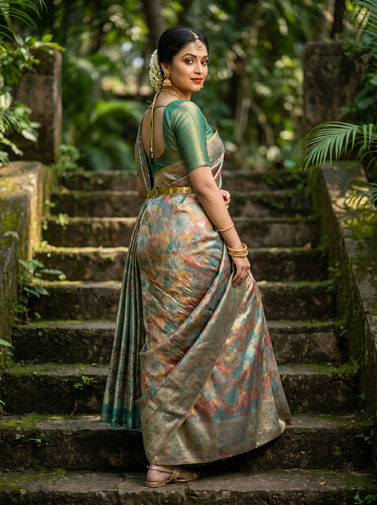 MIMOSA Saffire Kanjivaram Art Silk Saree β pose 9 styling detail