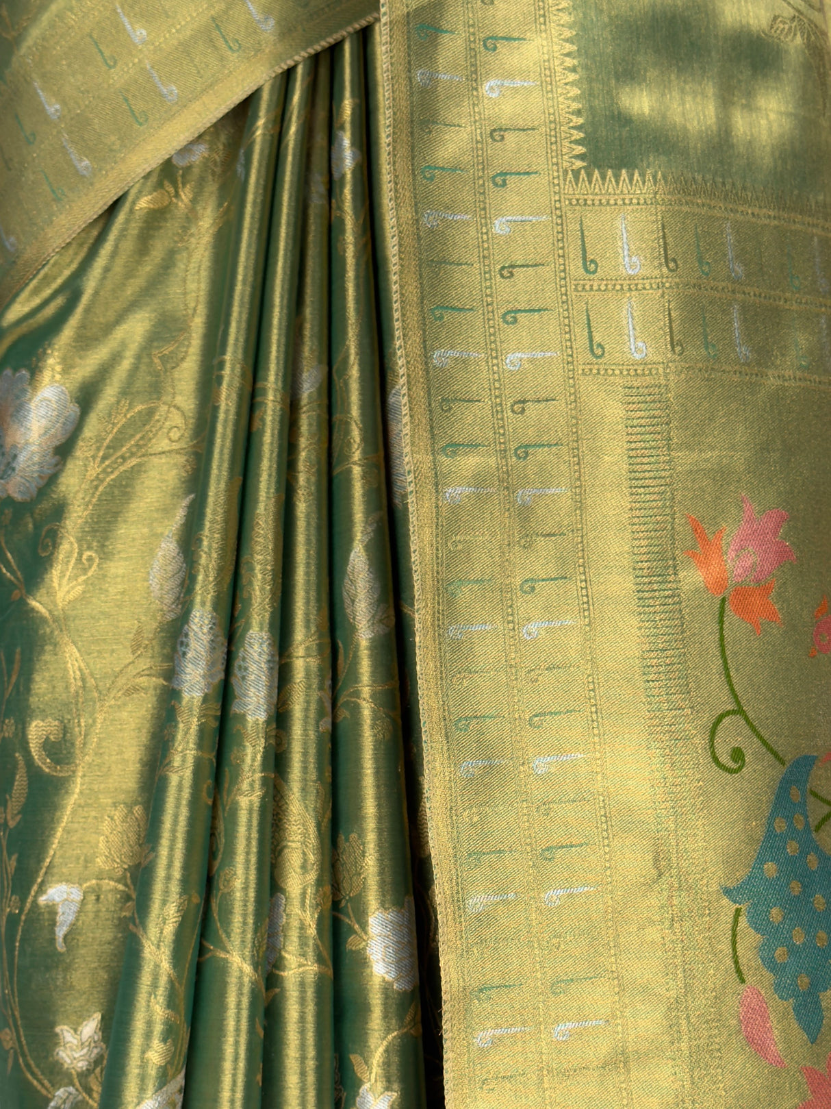 MIMOSA Green Kanjivaram Art Silk Saree — fleets shot full lifestyle