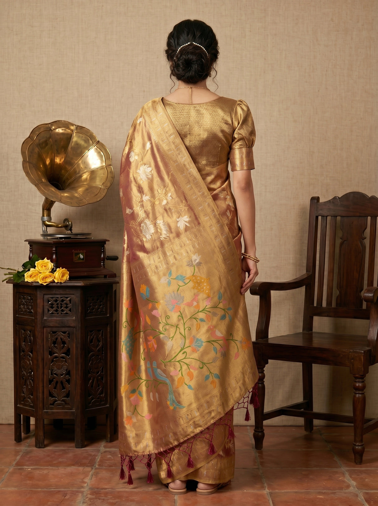 MIMOSA Magenta Kanjivaram Art Silk Saree — pose 2 styling detail