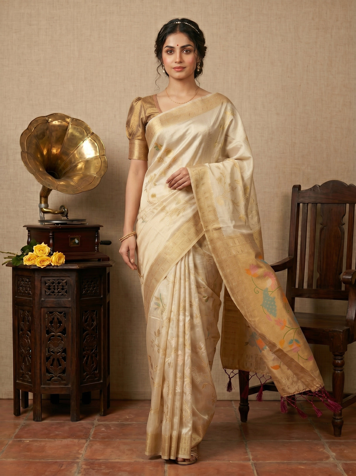 MIMOSA Magenta Kanjivaram Art Silk Saree — pose 7 styling detail