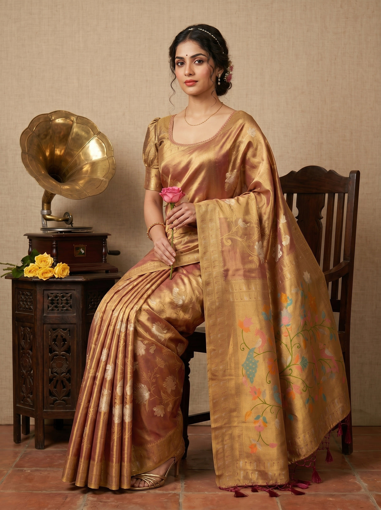 MIMOSA Magenta Kanjivaram Art Silk Saree — pose 8 styling detail