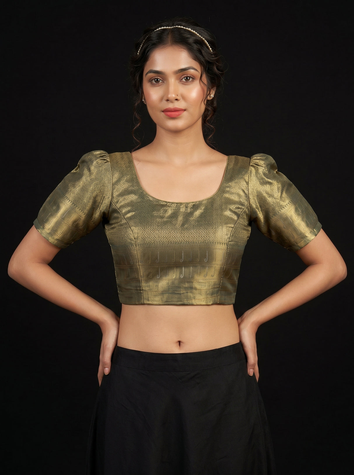 MIMOSA Sapphire Kanjivaram Art Silk Saree — blouse close-up