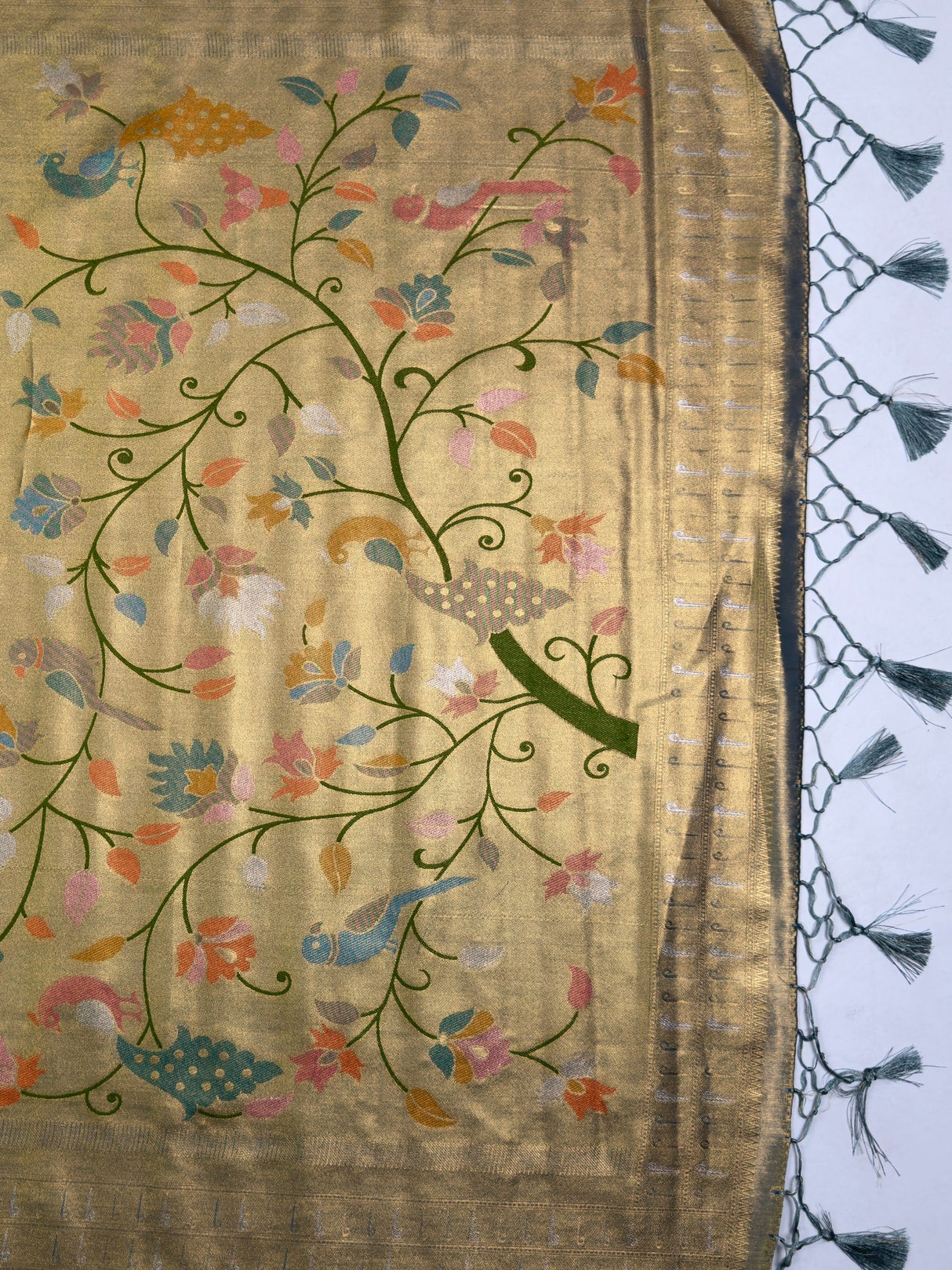 MIMOSA Sapphire Kanjivaram Art Silk Saree — pallu and zari work detail