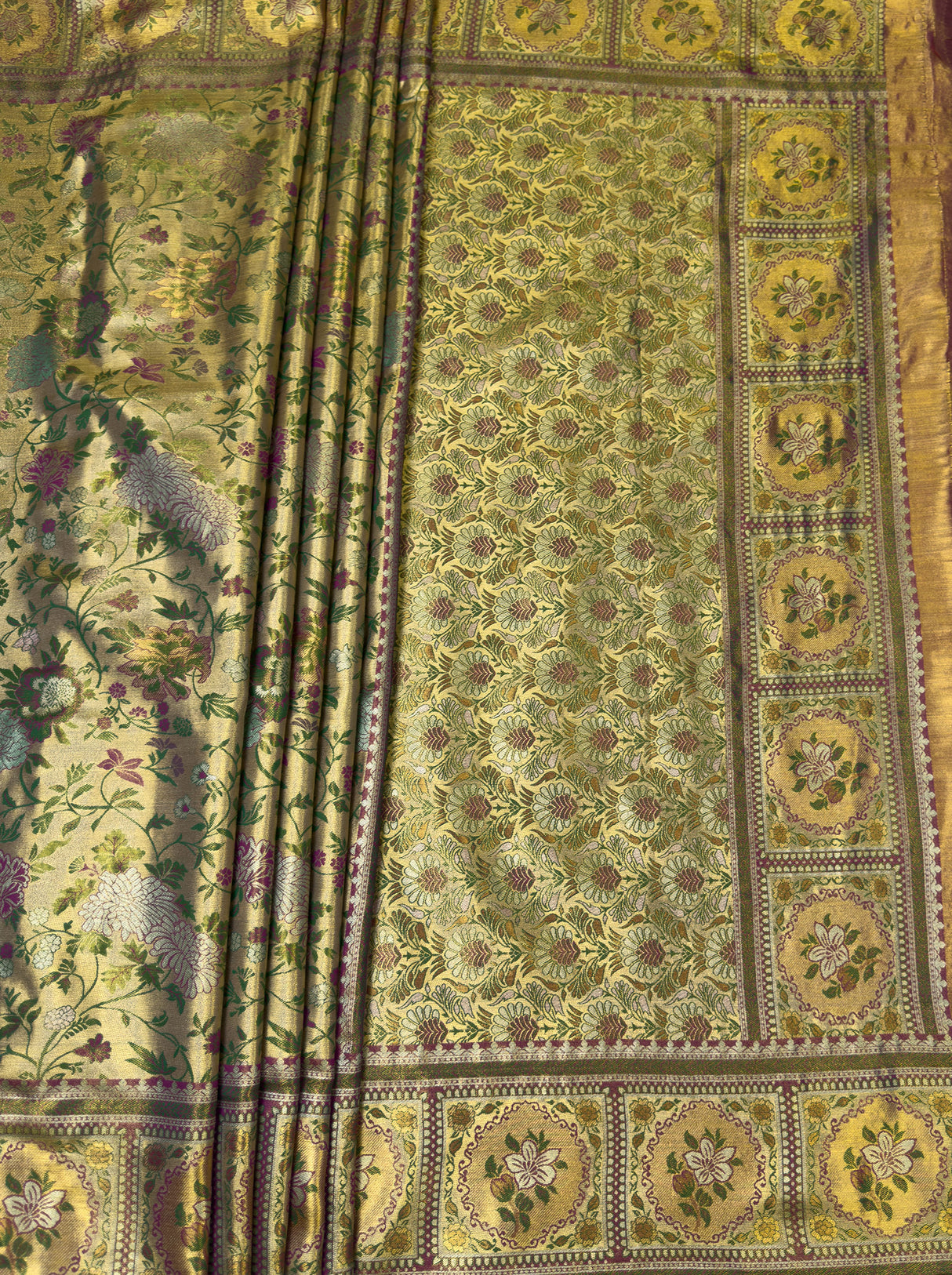 MIMOSA Magenta Kanjivaram Art Silk Saree β pallu and zari work detail