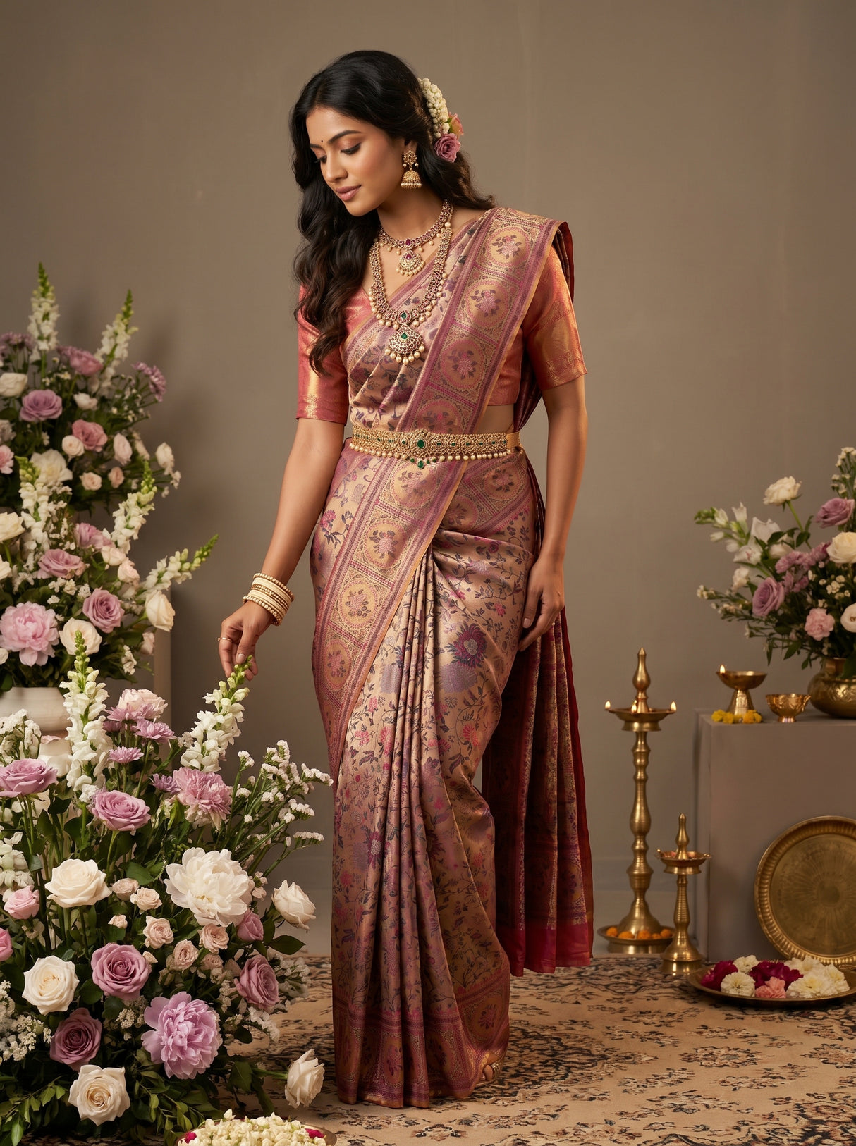 MIMOSA Navy Kanjivaram Art Silk Saree β pose 8 styling detail