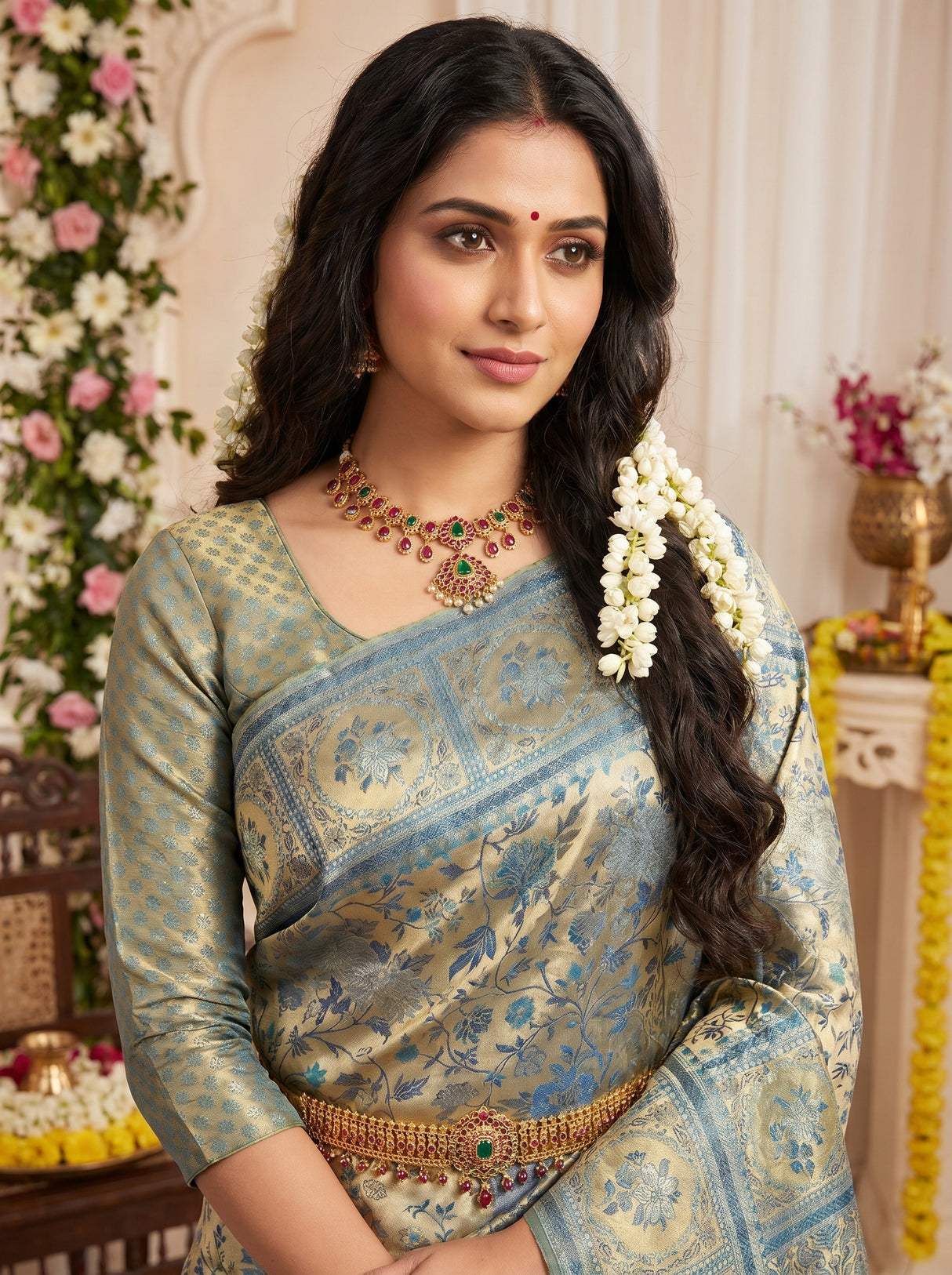 MIMOSA Saffire Kanjivaram Art Silk Saree β pose 10 styling detail