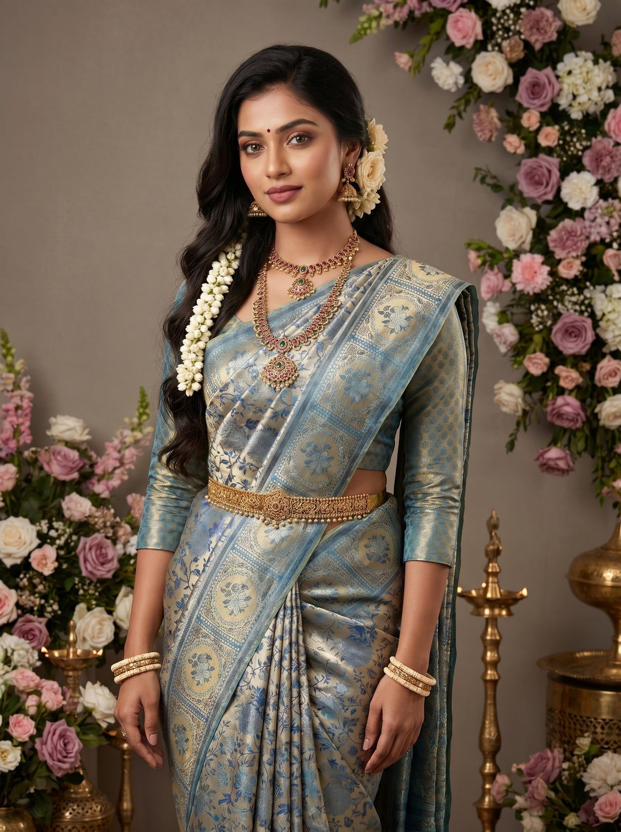 MIMOSA Saffire Kanjivaram Art Silk Saree β pose 5 styling detail