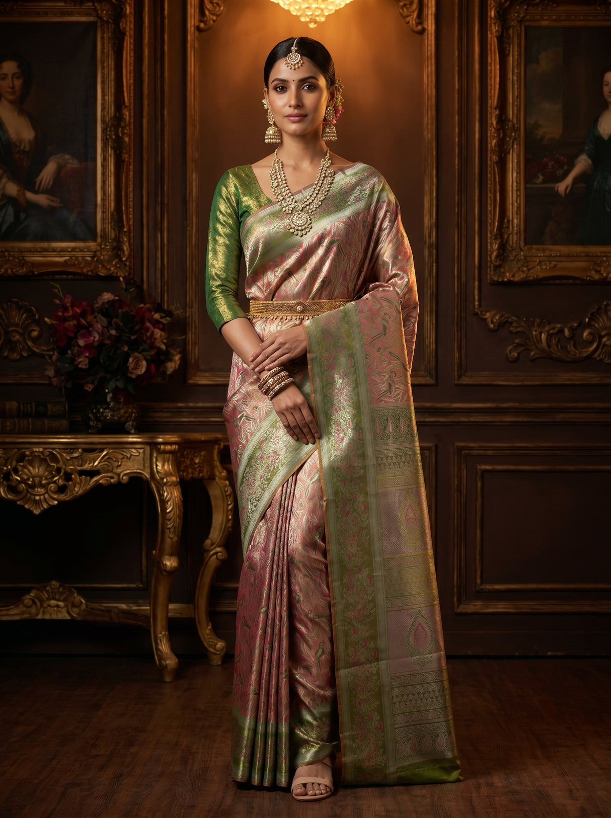 MIMOSA Gajari Kanjivaram Art Silk Saree β Draped Mannequin View