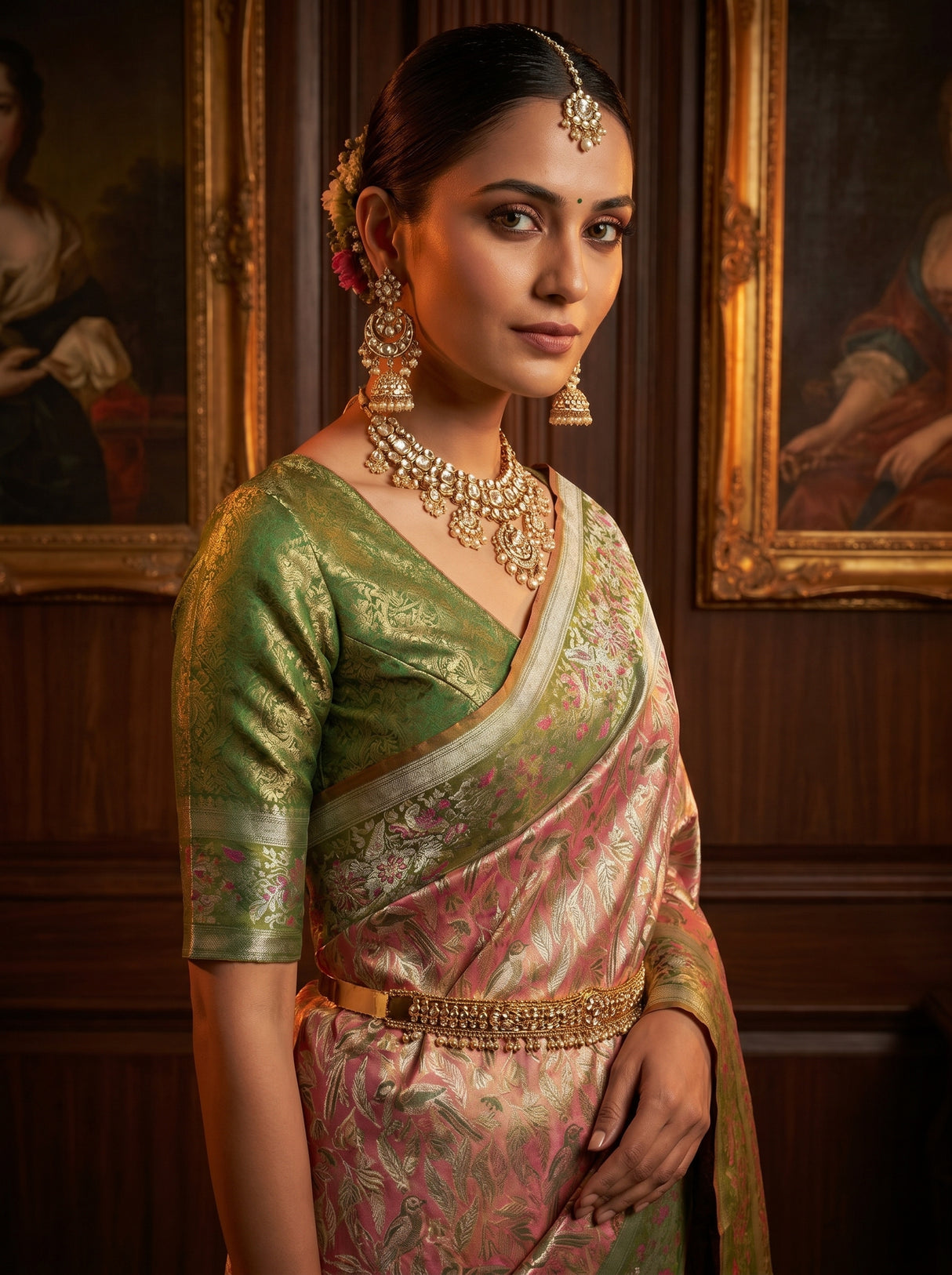 MIMOSA Gajari Kanjivaram Art Silk Saree β pose 10 styling detail