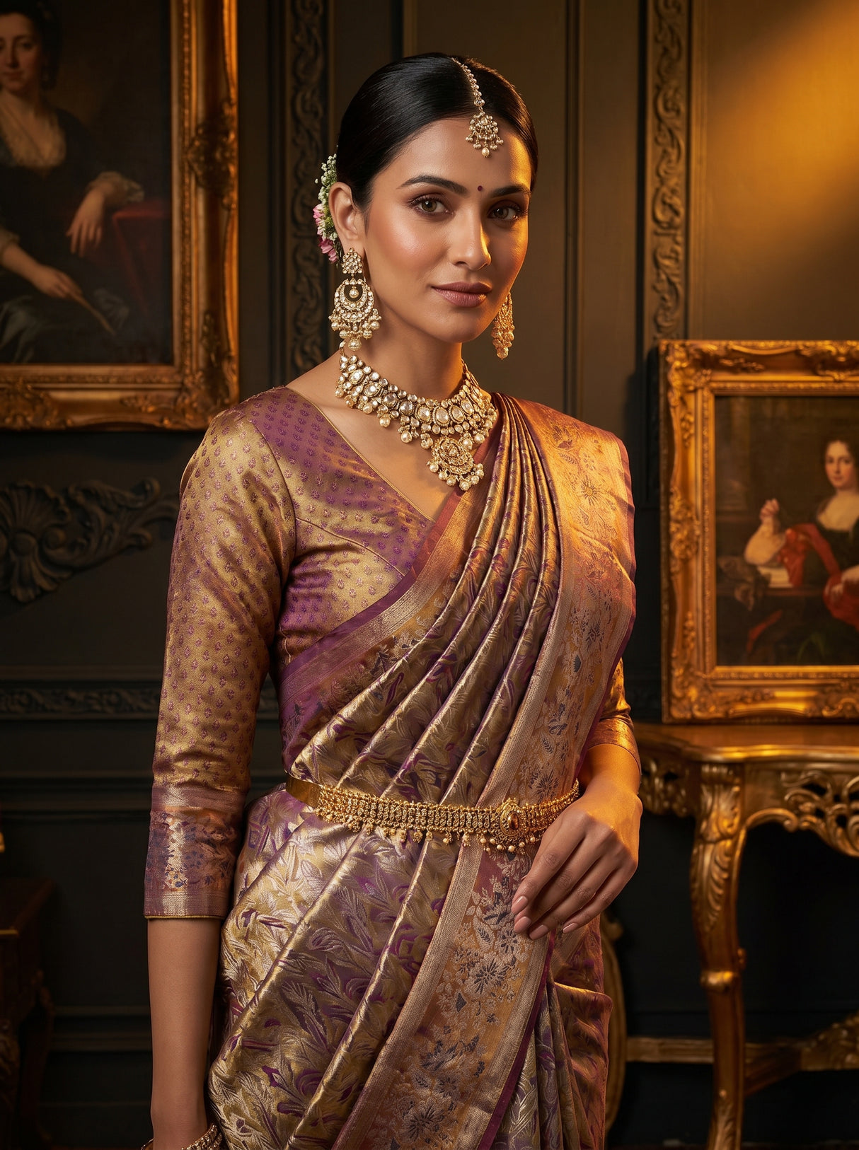 MIMOSA Magenta Kanjivaram Art Silk Saree β pose 10 styling detail