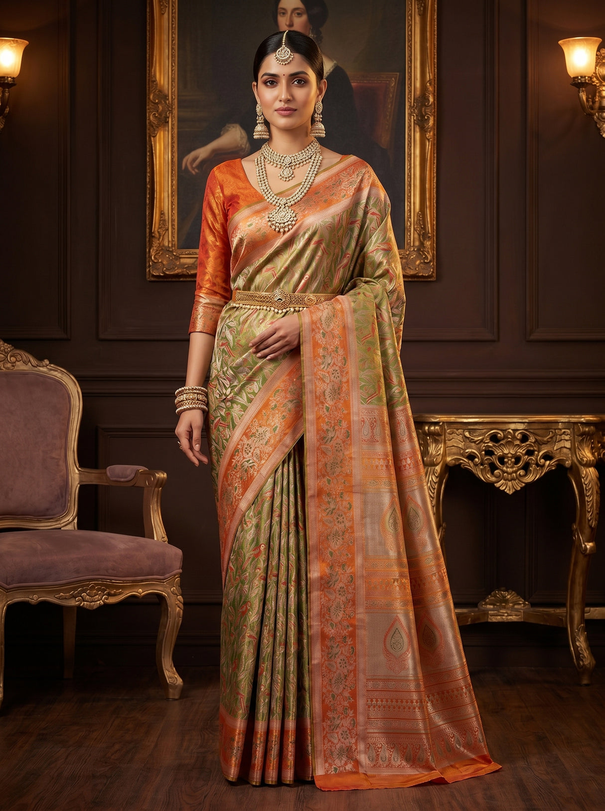 MIMOSA Maroon Kanjivaram Art Silk Saree β Draped Mannequin View