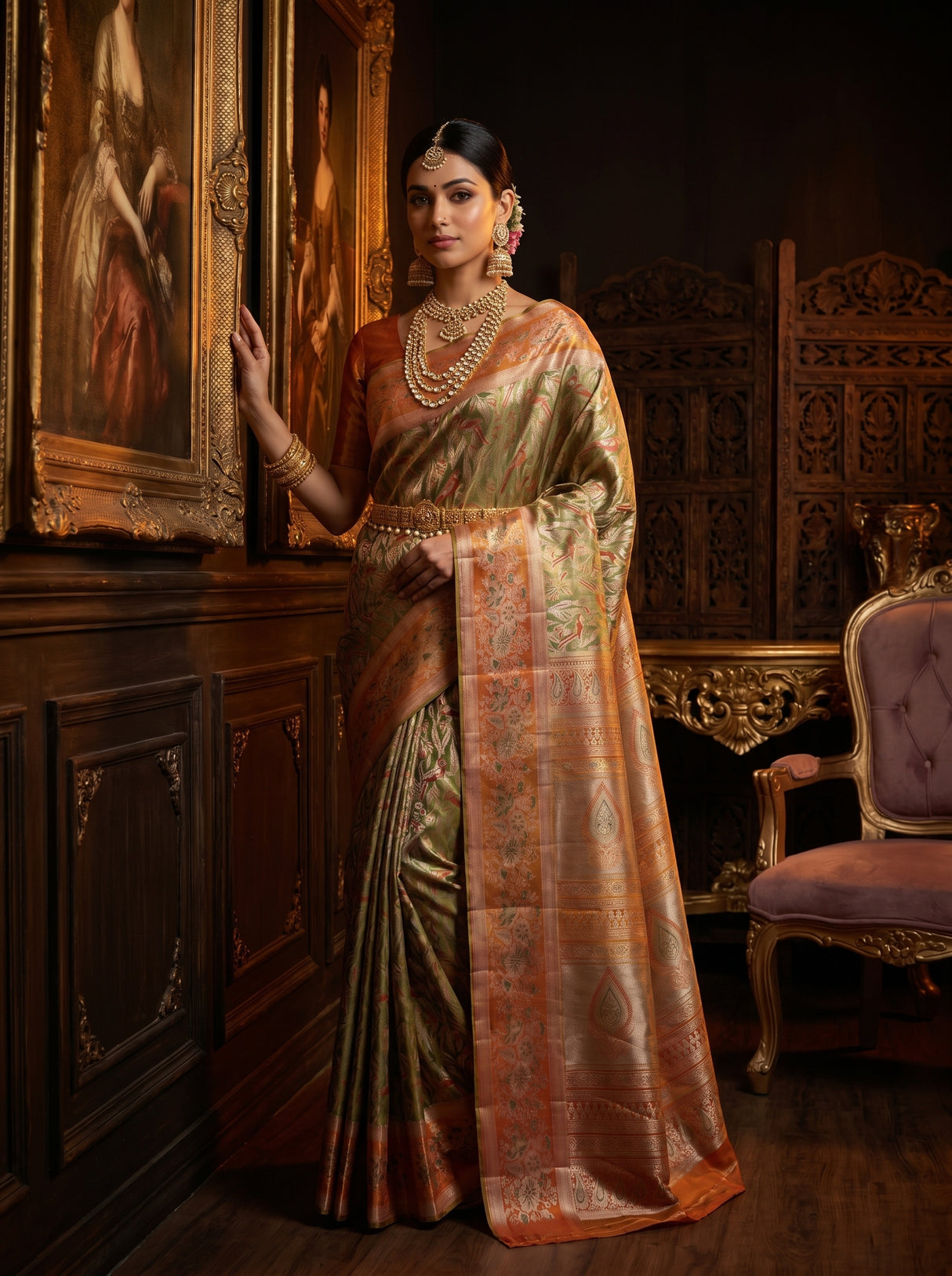 MIMOSA Maroon Kanjivaram Art Silk Saree β pose 5 styling detail