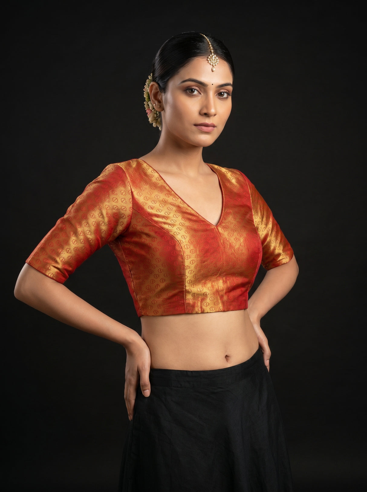 MIMOSA Maroon Kanjivaram Art Silk Saree β blouse close-up