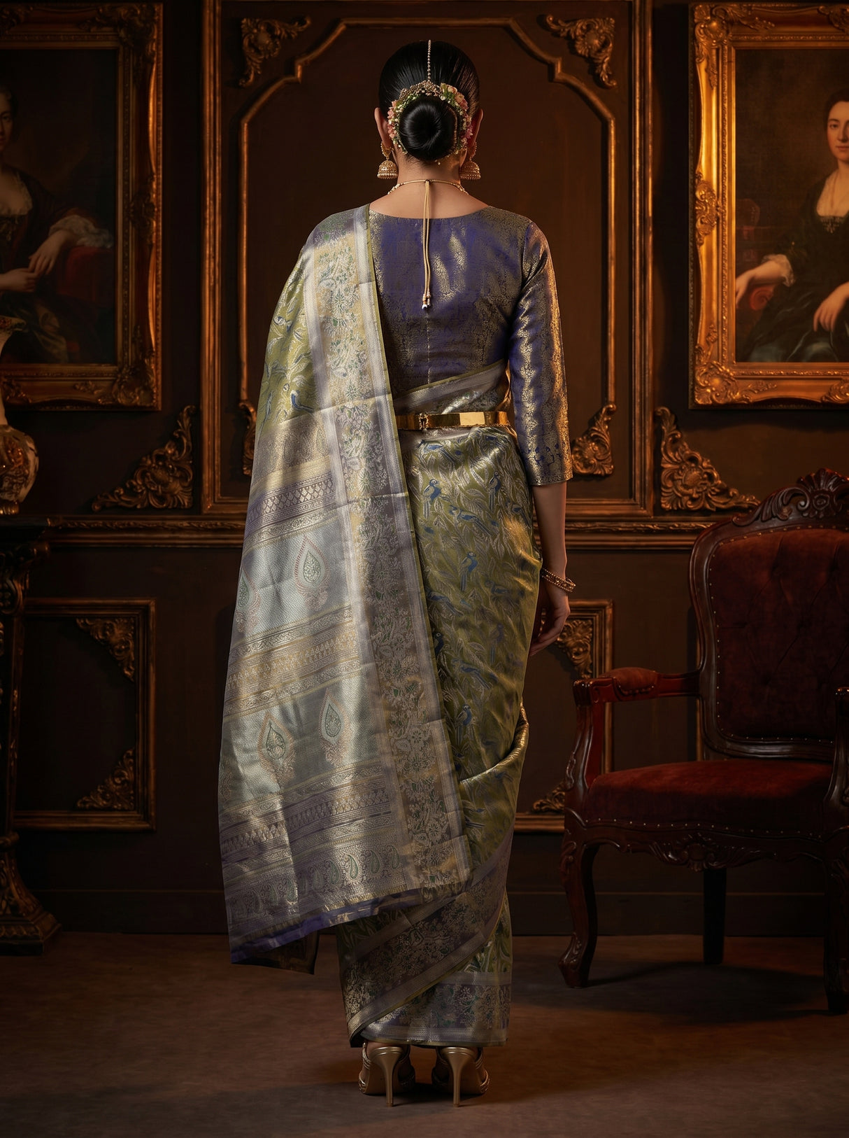 MIMOSA Royal Blue Kanjivaram Art Silk Saree β Blouse Fabric Detail