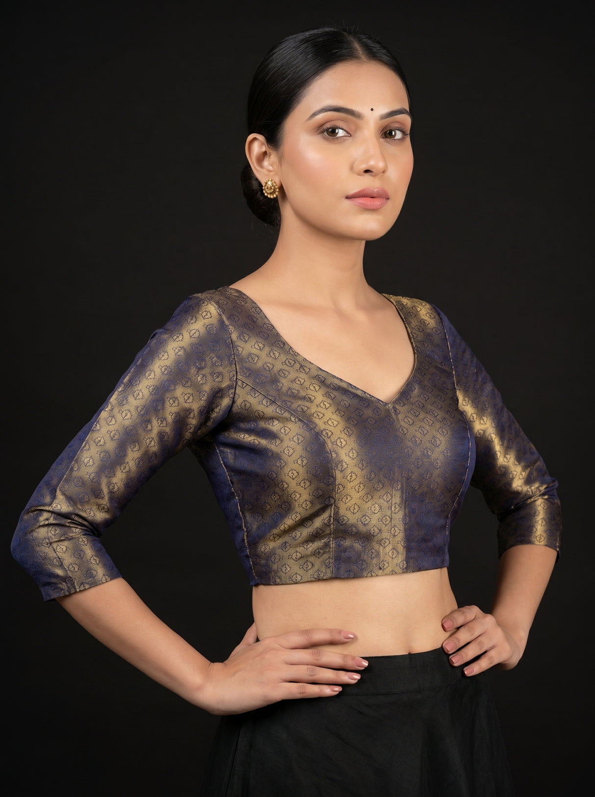 MIMOSA Royal Blue Kanjivaram Art Silk Saree β blouse close-up