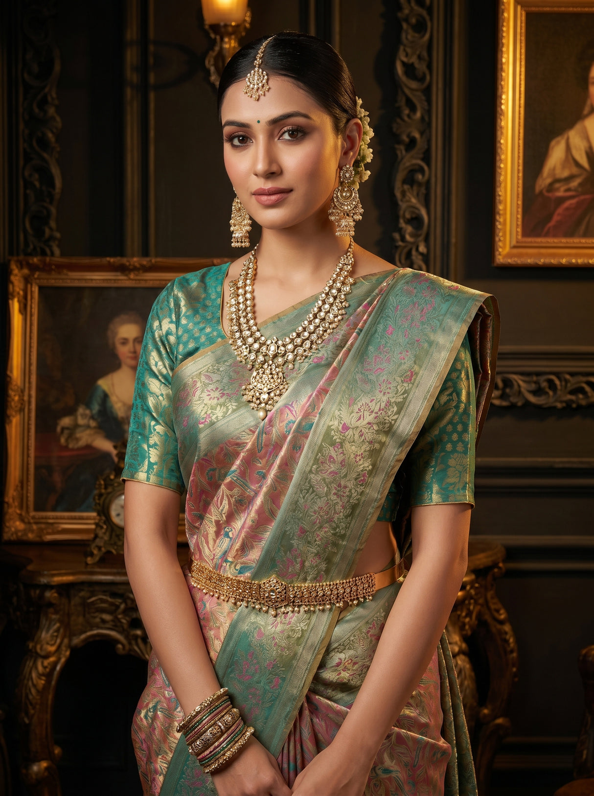 MIMOSA Rama Kanjivaram Art Silk Saree β pose 10 styling detail